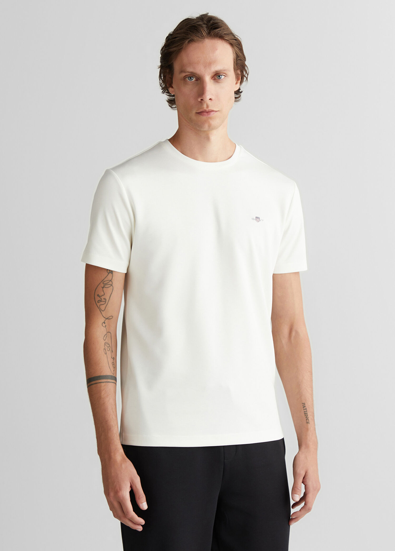 White-113 GANT White-113 Men White Regular Fit Crew Neck Short Sleeve Men's T-Shirt 1878092 | Beymen
