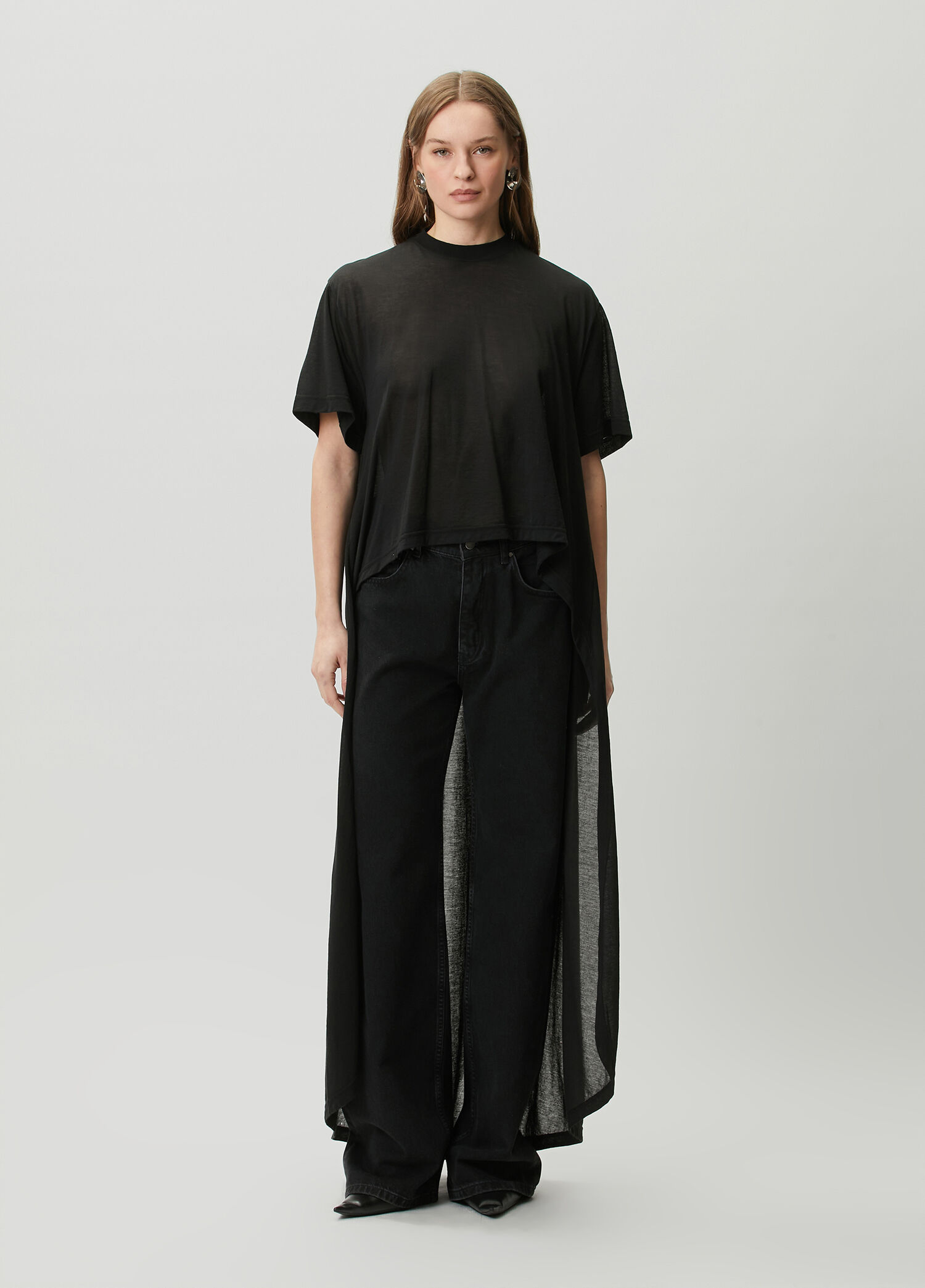 Siyah Asimetrik T-shirt