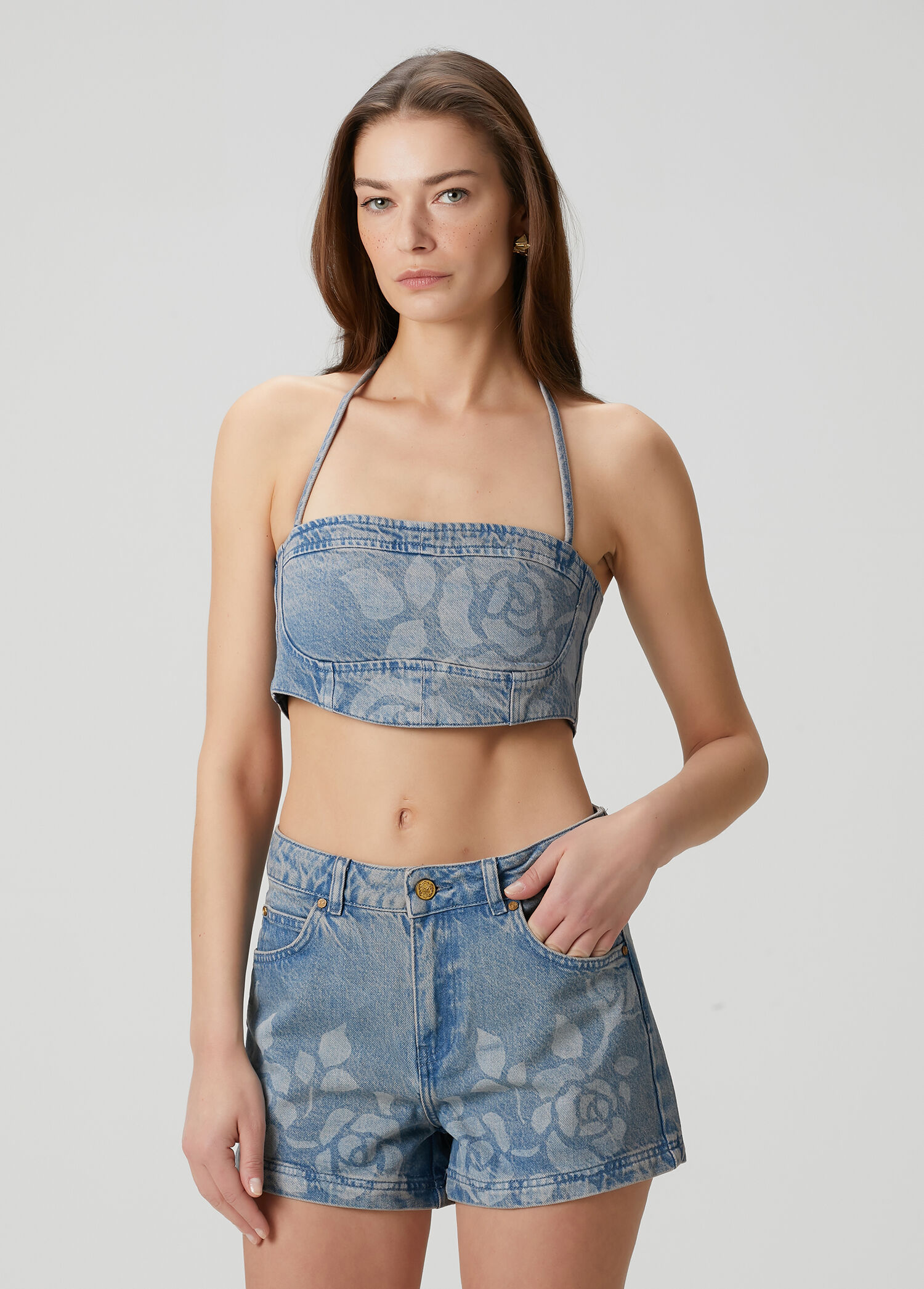 Mavi Crop Denim Bluz