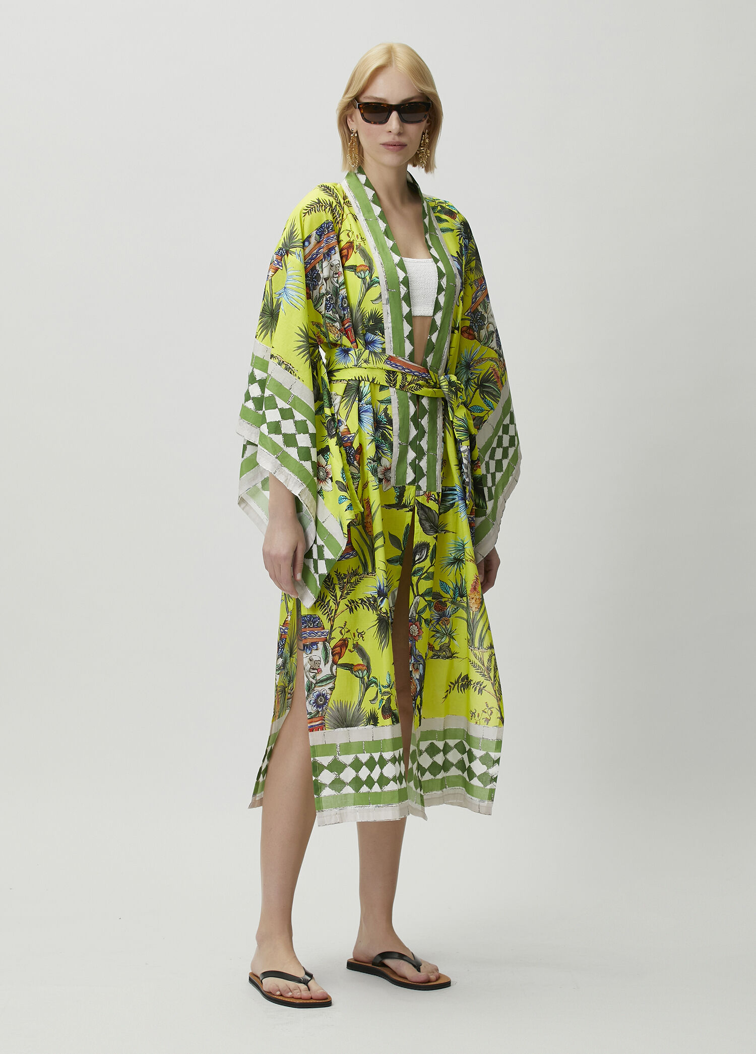 Summer Yeşil Desenli Kaftan