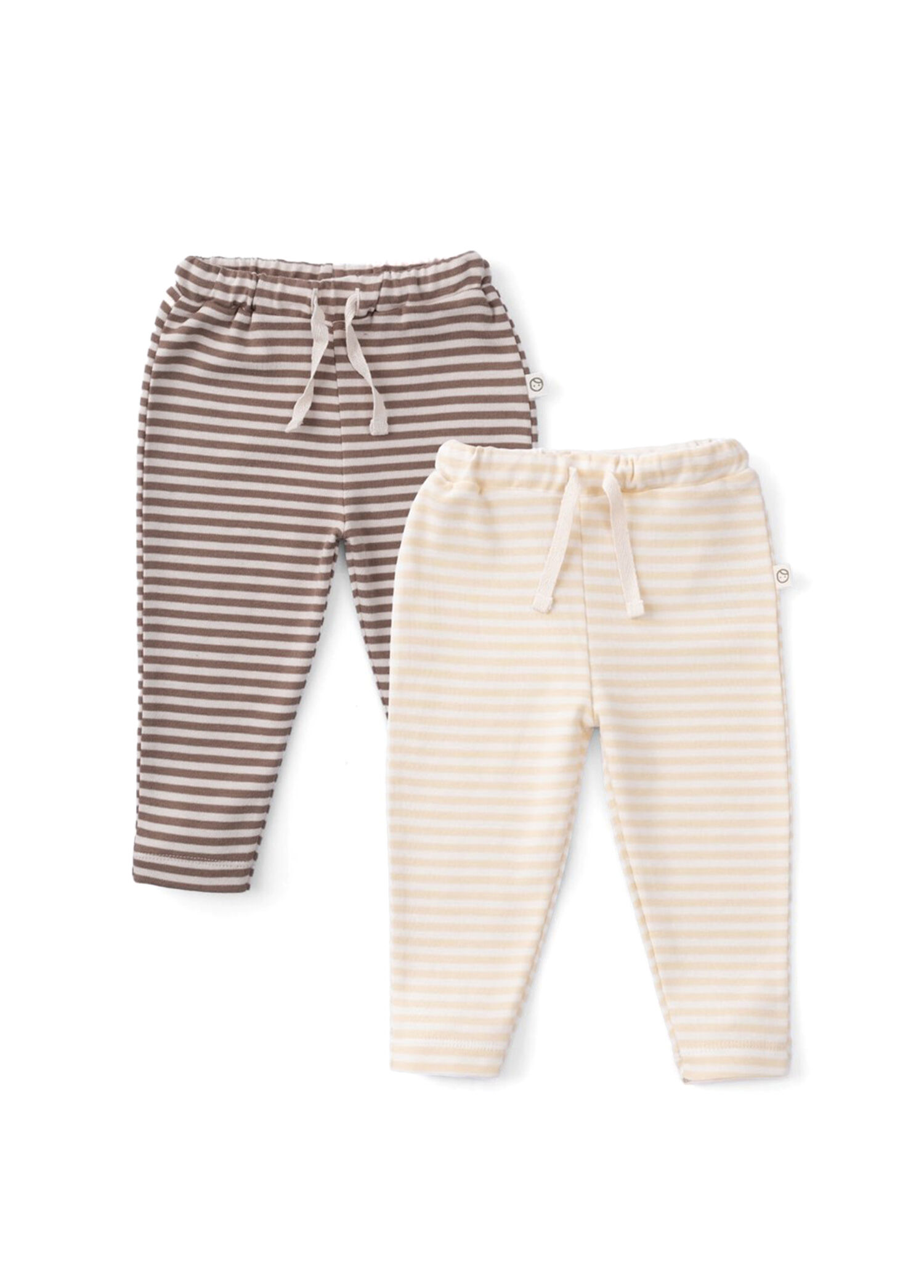 Playtime Çizgili Organik Pamuk Unisex Bebek 2'li Pantolon Seti