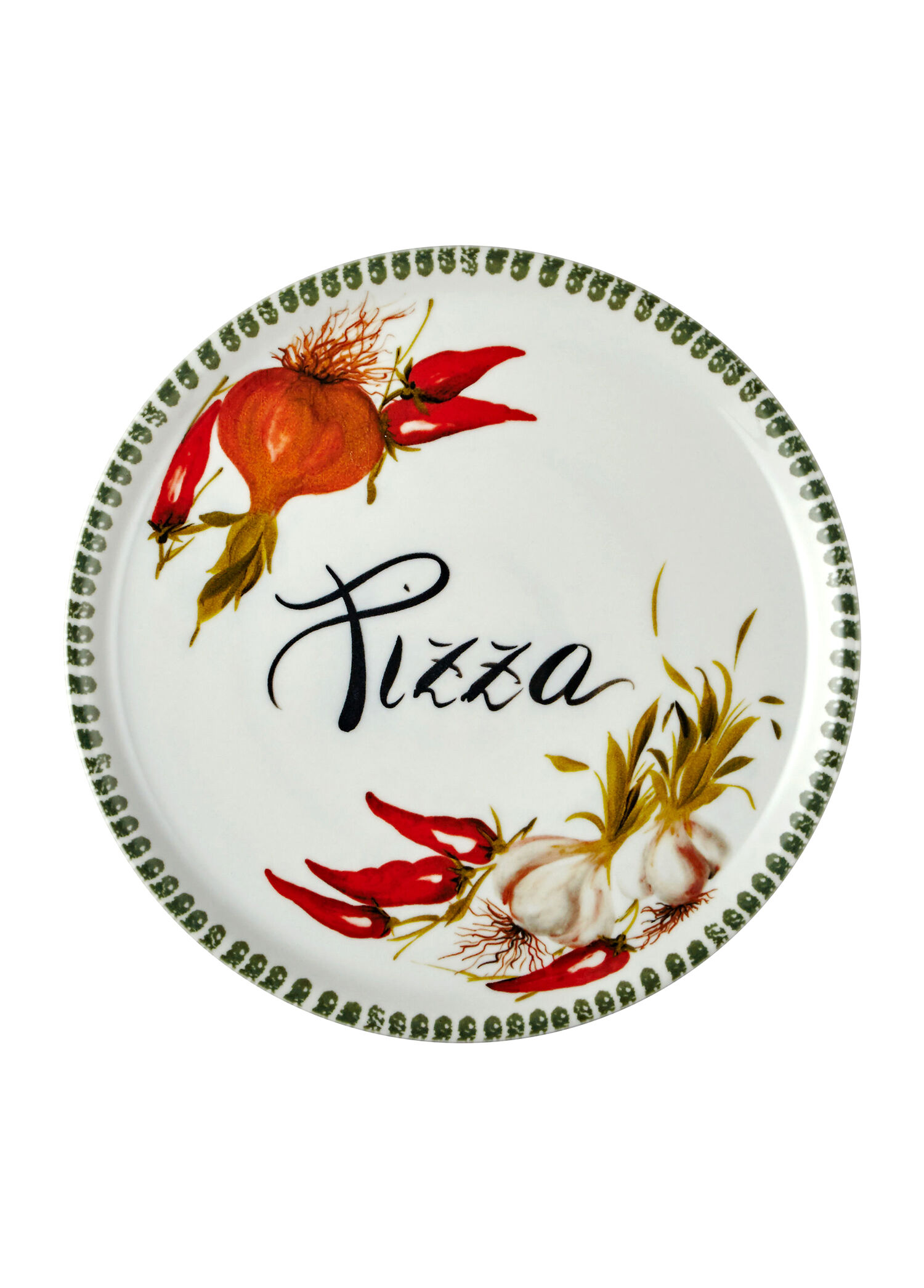 Sarımsak Desenli Seramik Pizza Tabağı