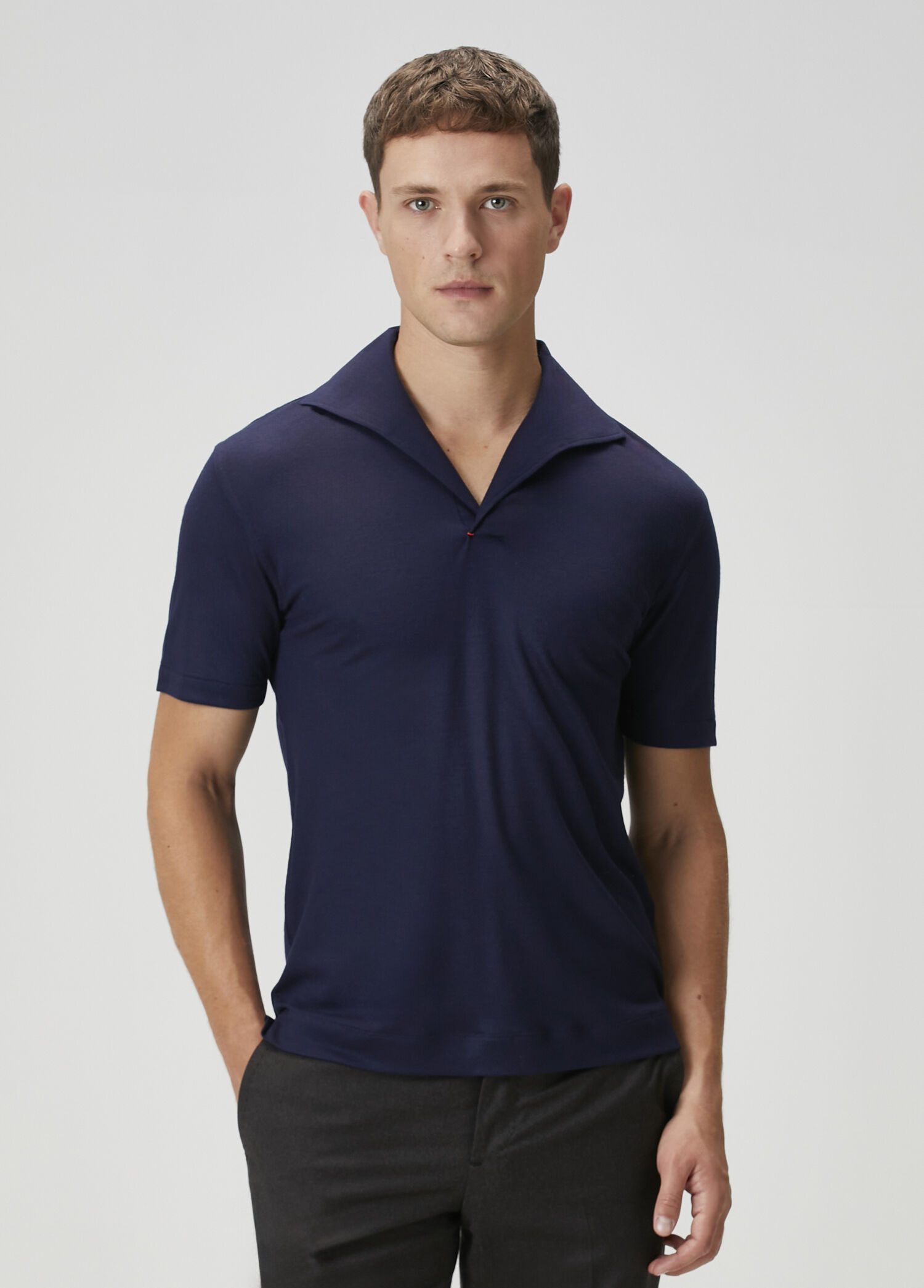 Lacivert Polo Yaka Yün T-shirt