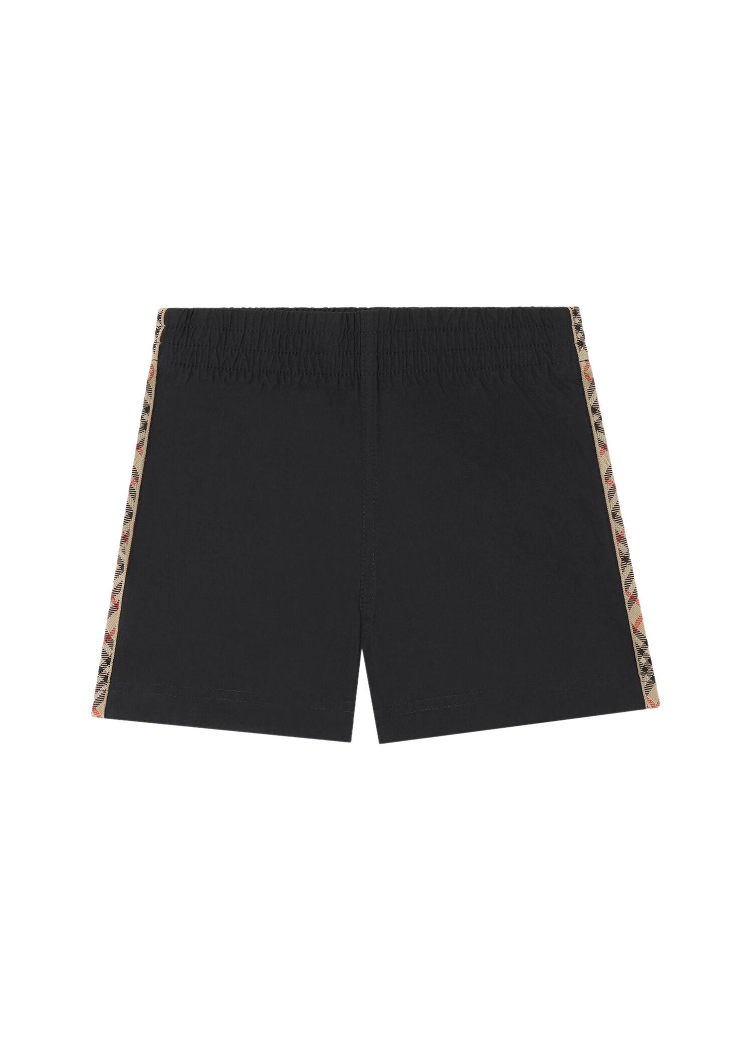 Check Trim Siyah Unisex Çocuk Deniz Şortu