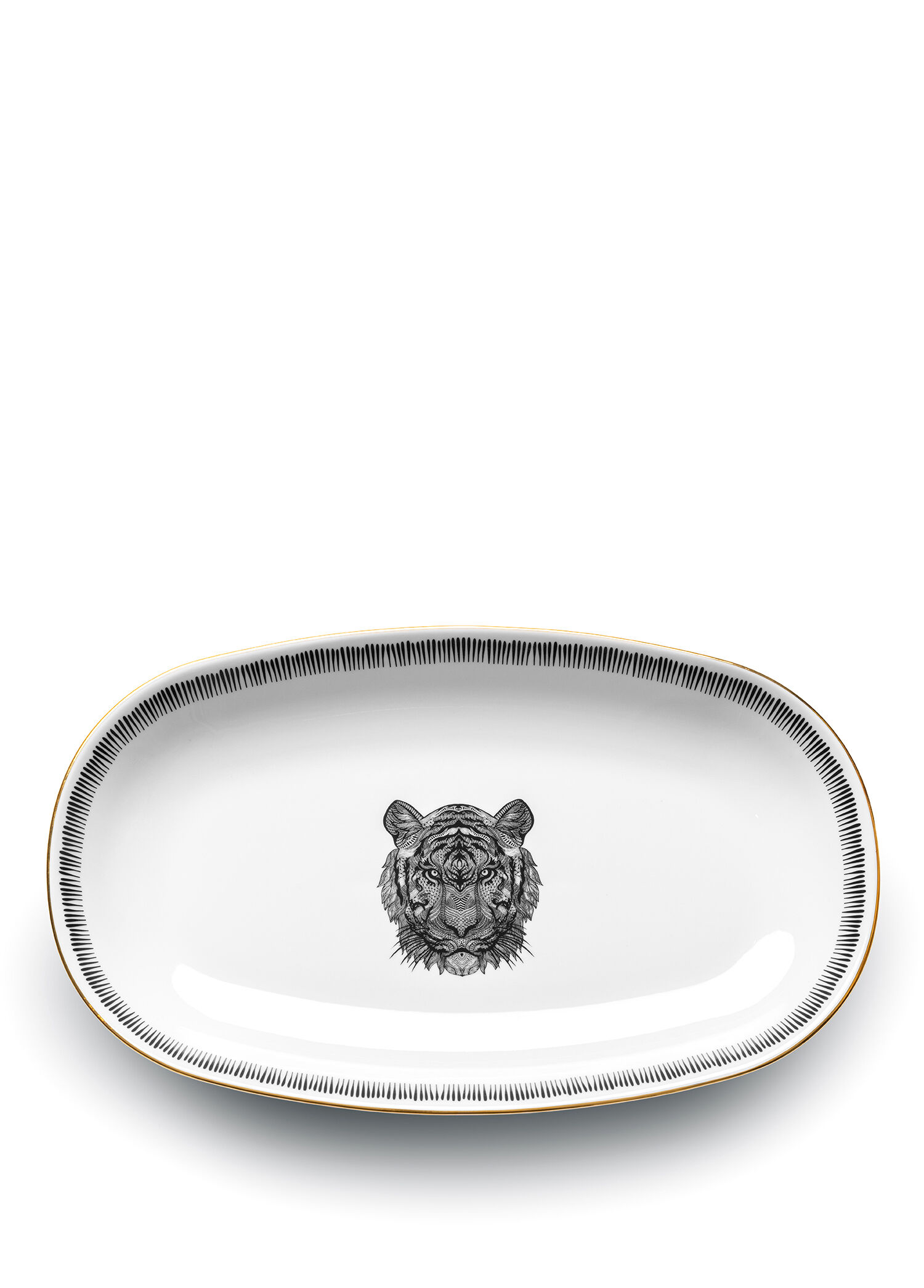 P Some Home Istanbul Bold Collection Kaplan Figurlu Porselen Kayik Servis Tabagi 29 Cm