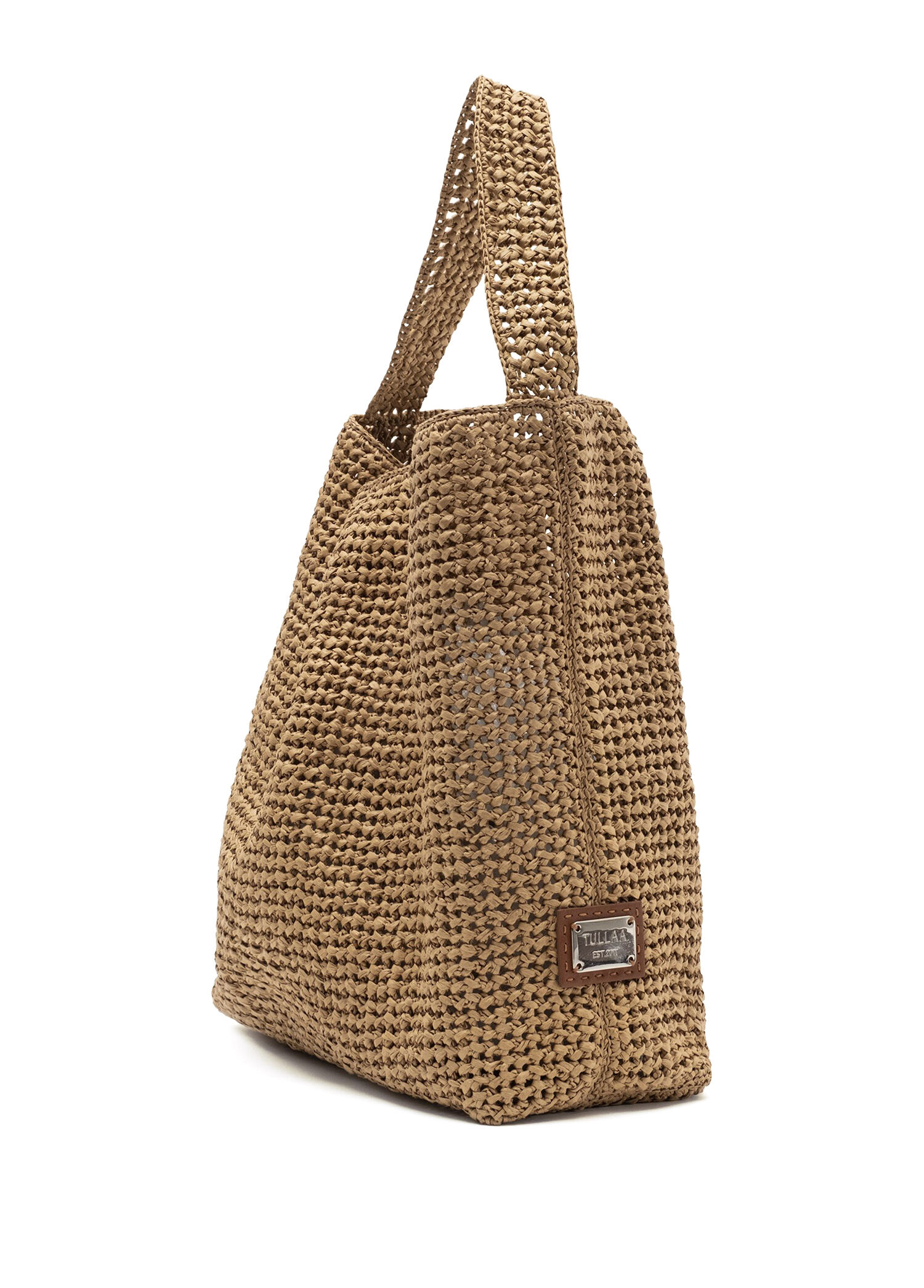 Tullaa Kamel Kadın Astra Woven Camel Kadın Hasır Omuz Çantası