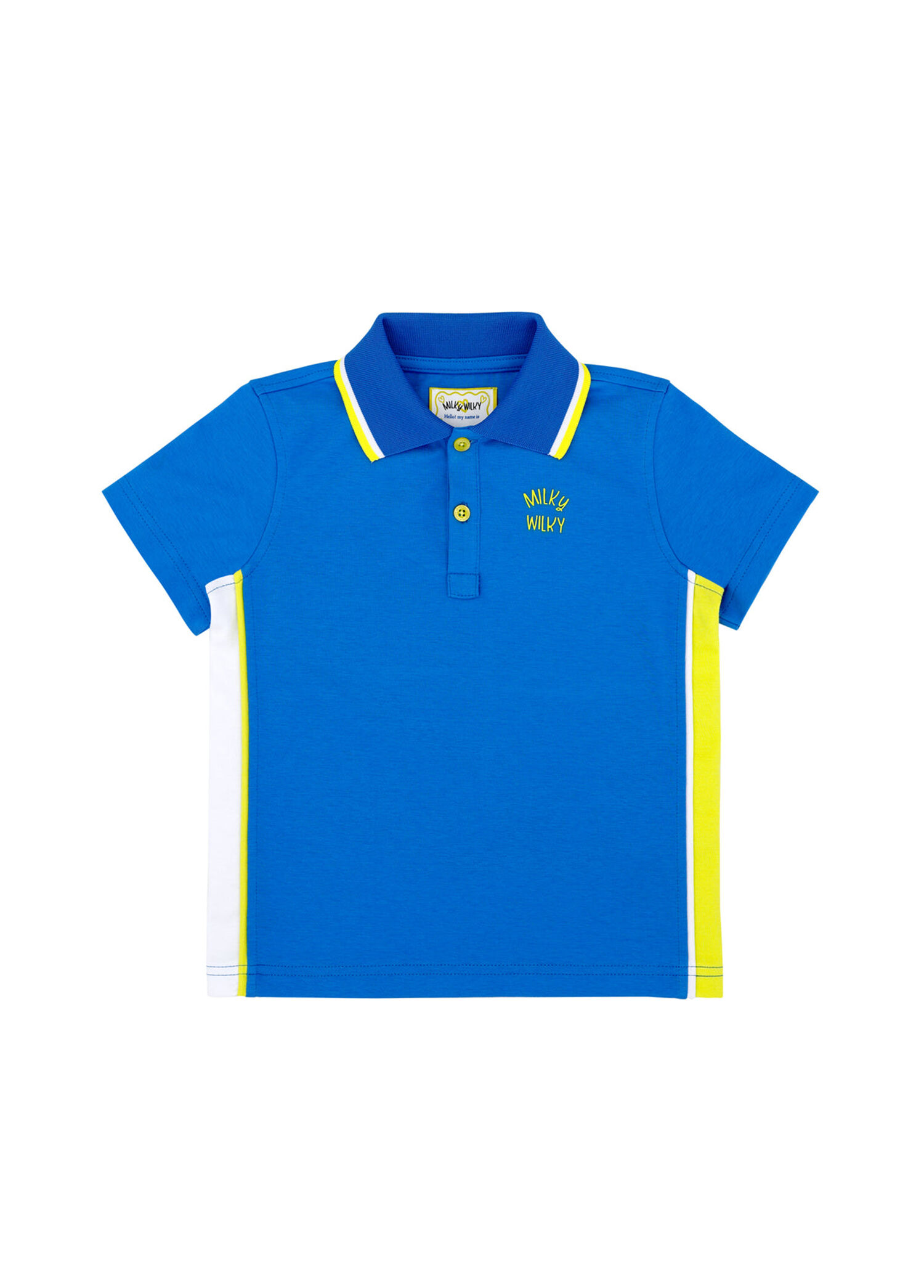 Mavi Kenar Biyeli Polo Yaka Kısa Kollu Erkek Çocuk T-Shirt