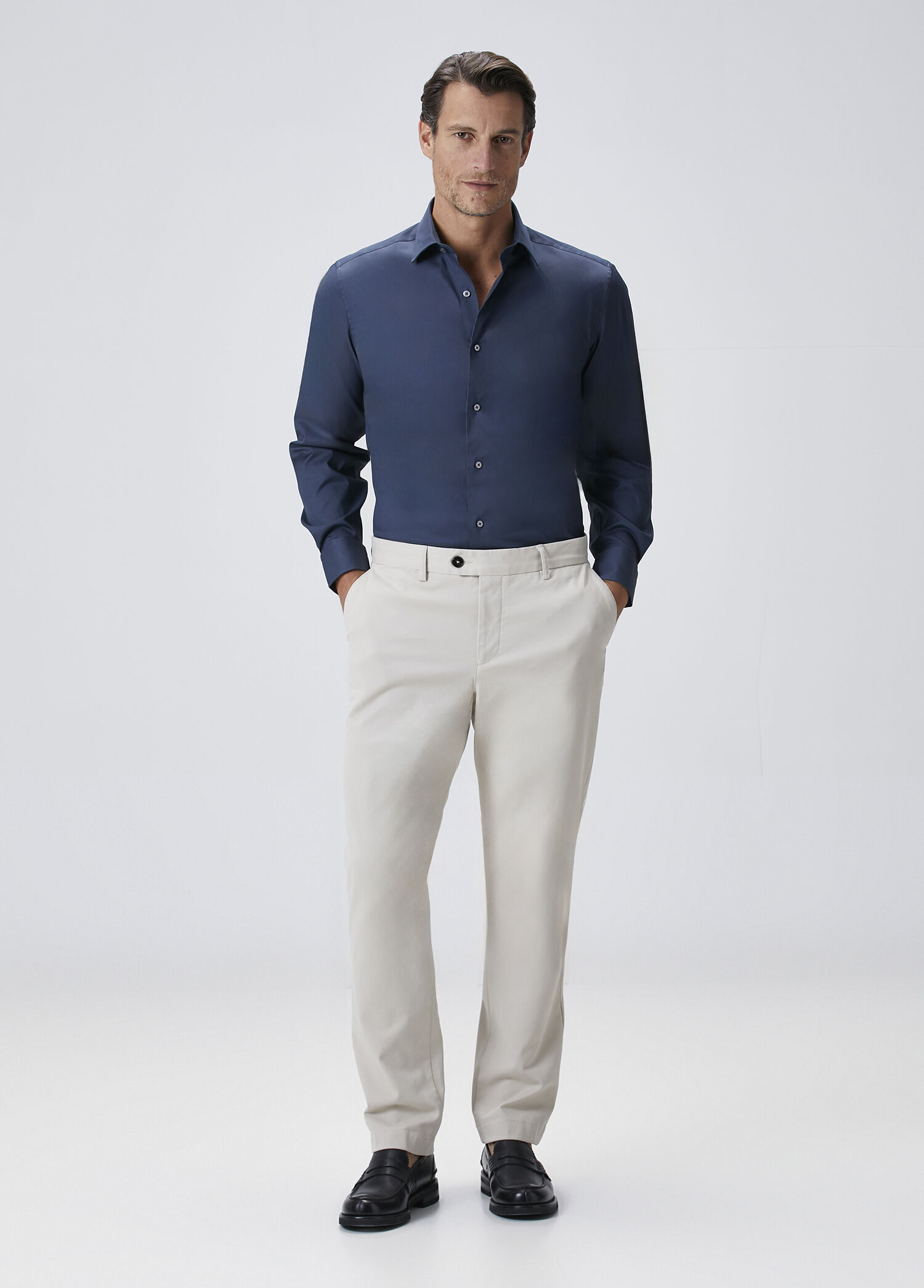 Slim Fit Lacivert Gömlek