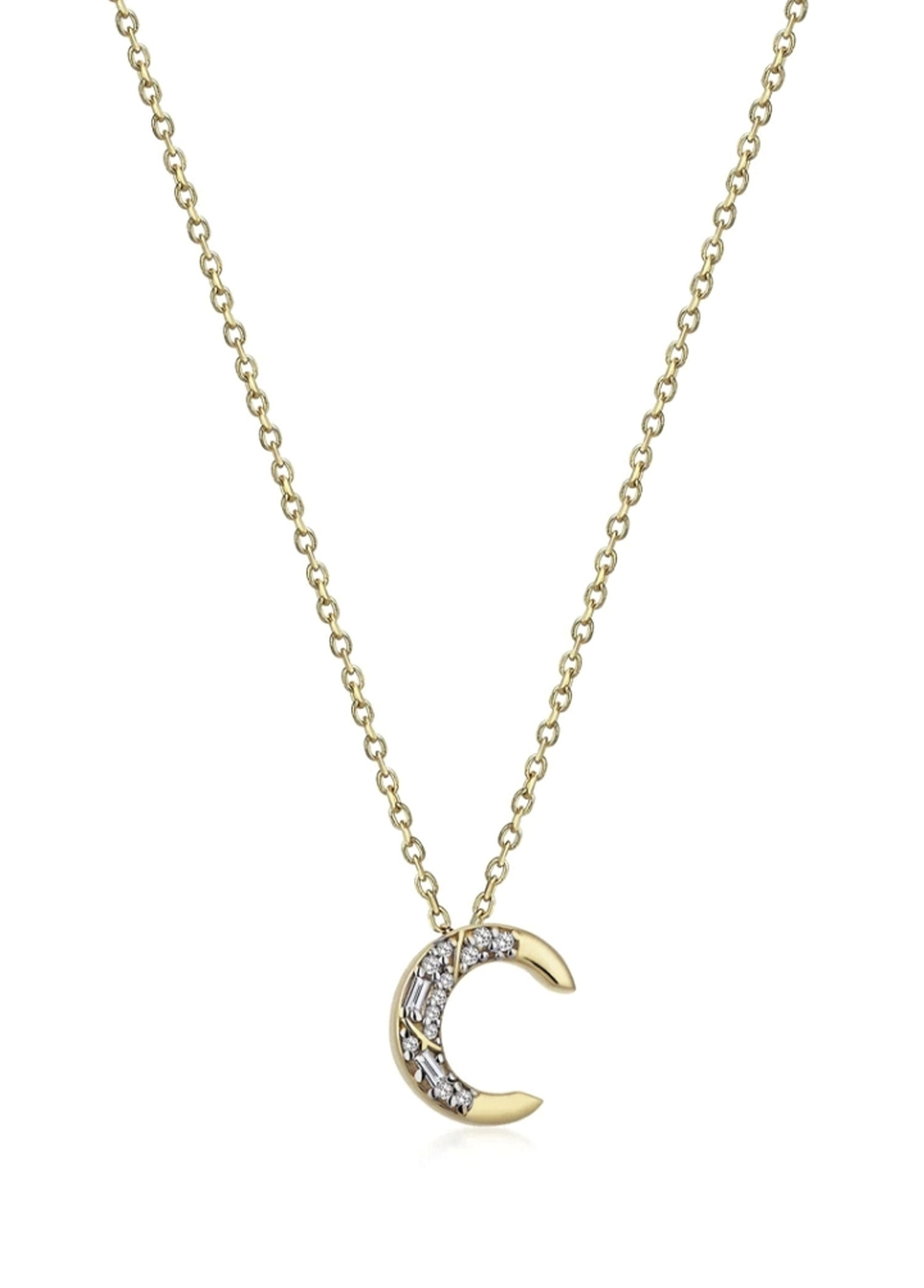 Timeless Initials C Harfli Pırlanta Taşlı 14 Ayar Altın Kadın Kolye