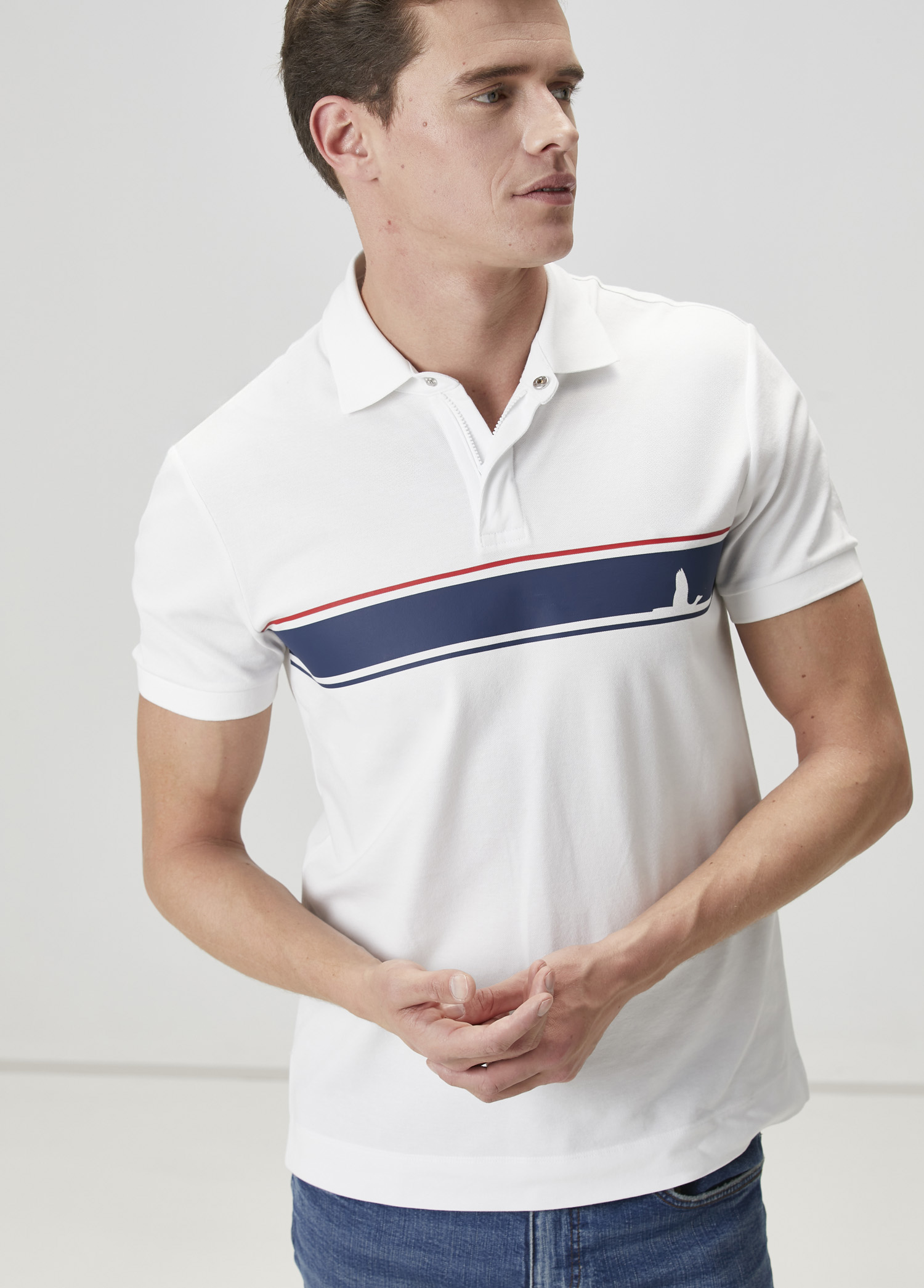 Beyaz Kaz Logolu Polo T-shirt_1