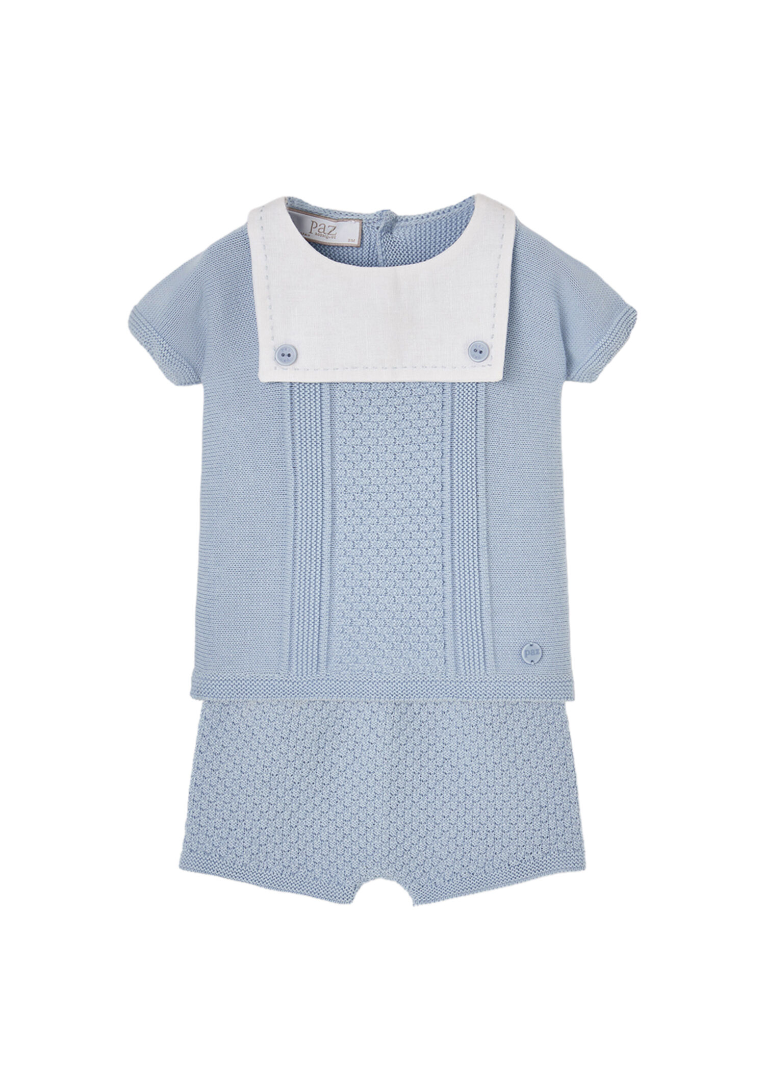 Mavi Pamuklu Kısa Kollu Bluz ve Şort Erkek Bebek 2'li Set