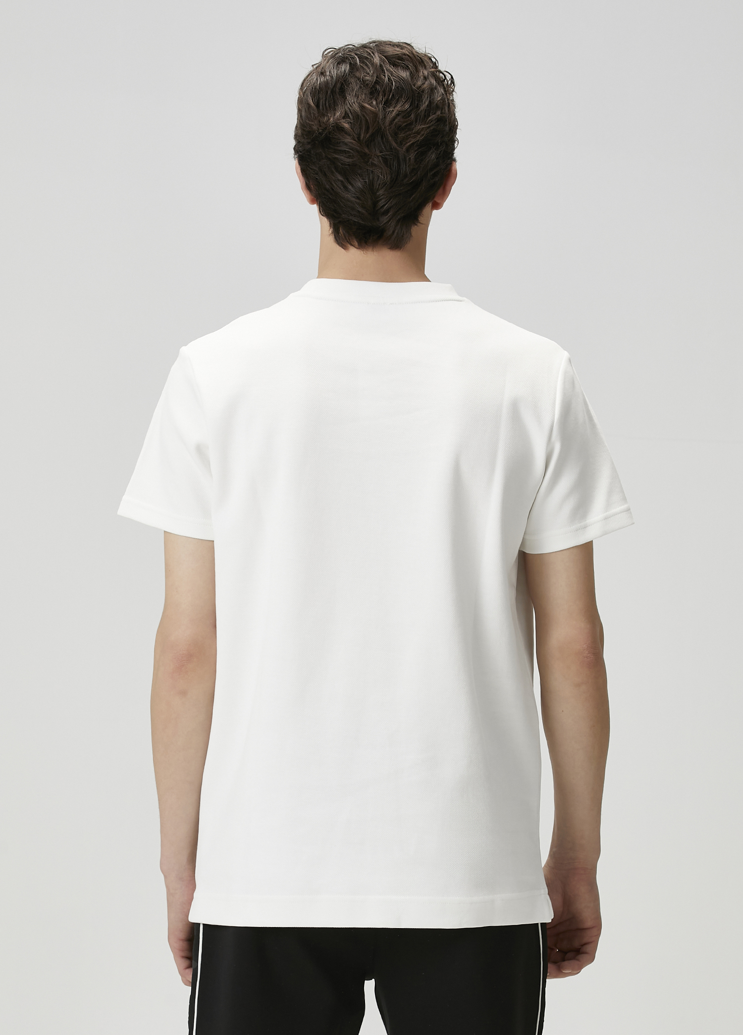 Beyaz Şerit Kaz Baskılı T-shirt_4