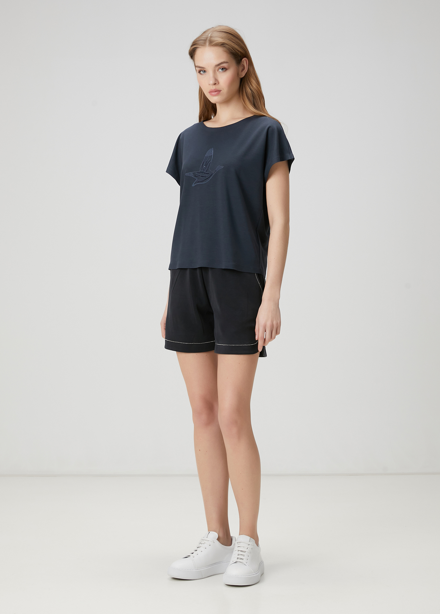 Lacivert Seamless Logo Nakışlı T-shirt_1