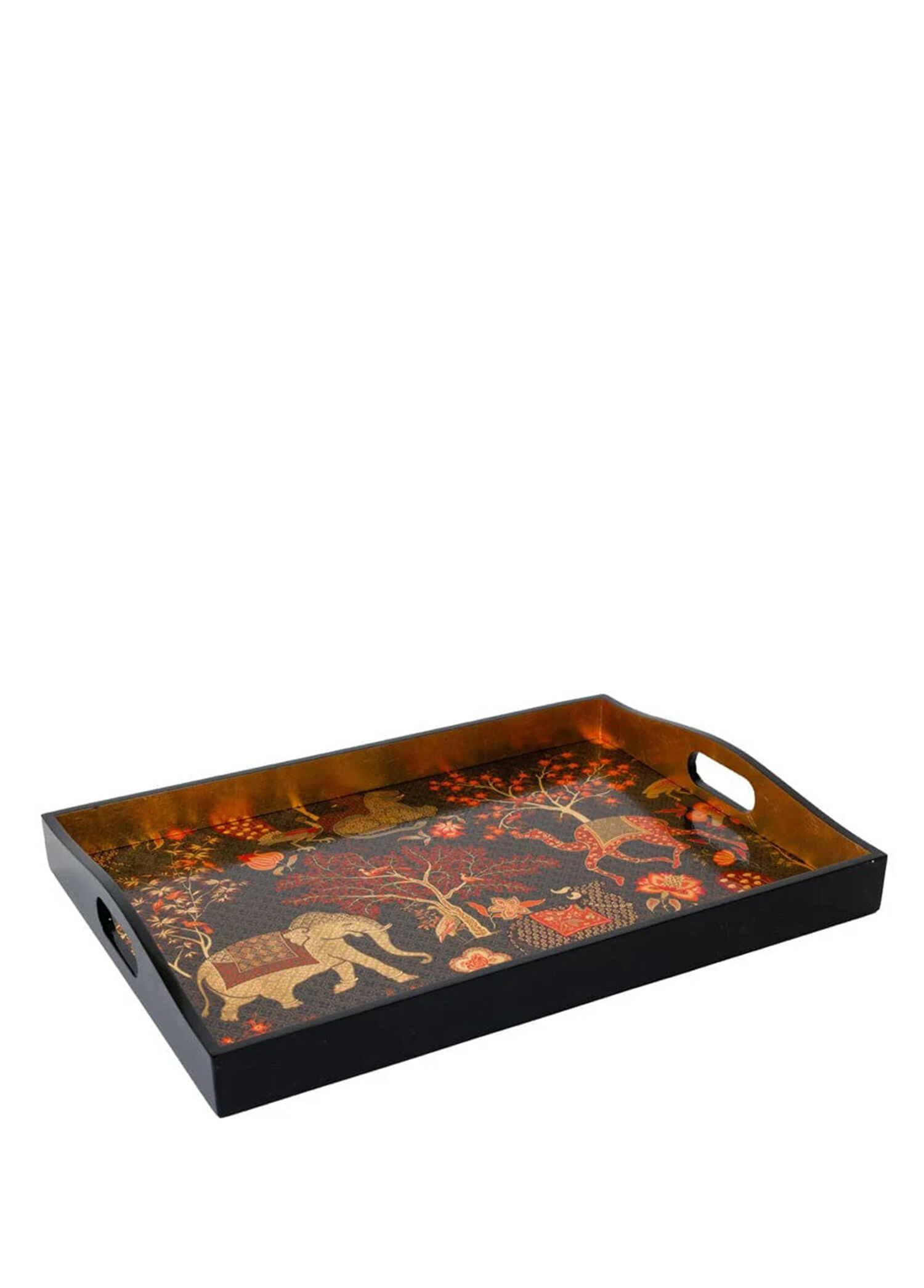 Le Jardin De Mysore Lacquer Ahşap Büyük Dikdörtgen Tepsi