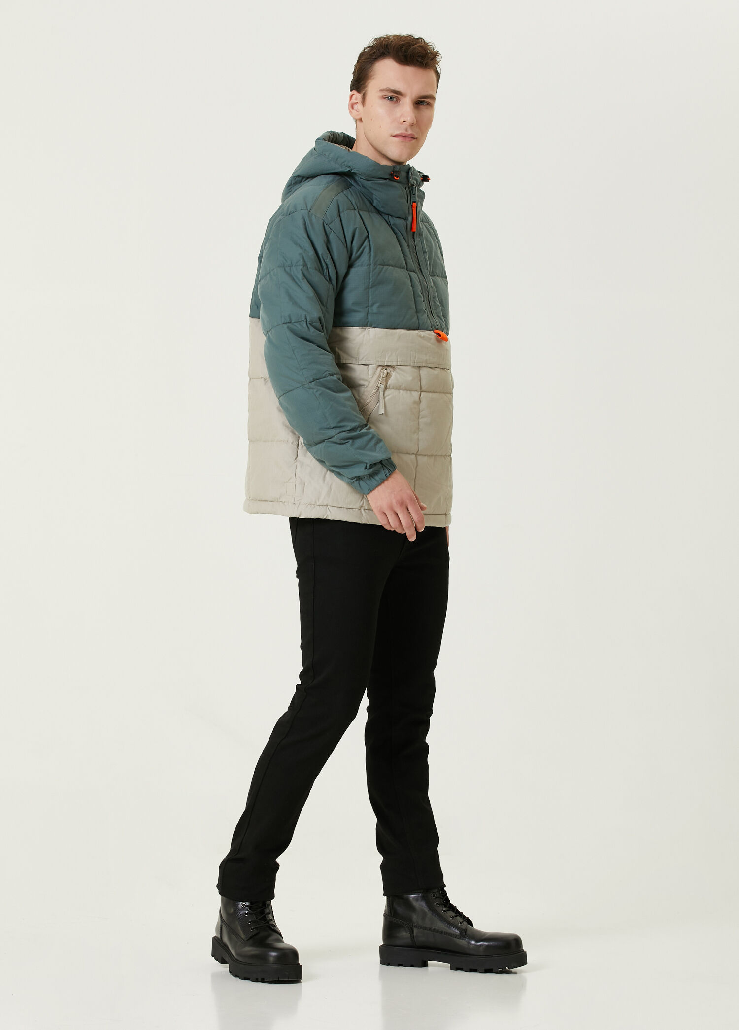 Timberland - Colorblocked Kapüşonlu Puff Anorak Mont - Çok Renkli