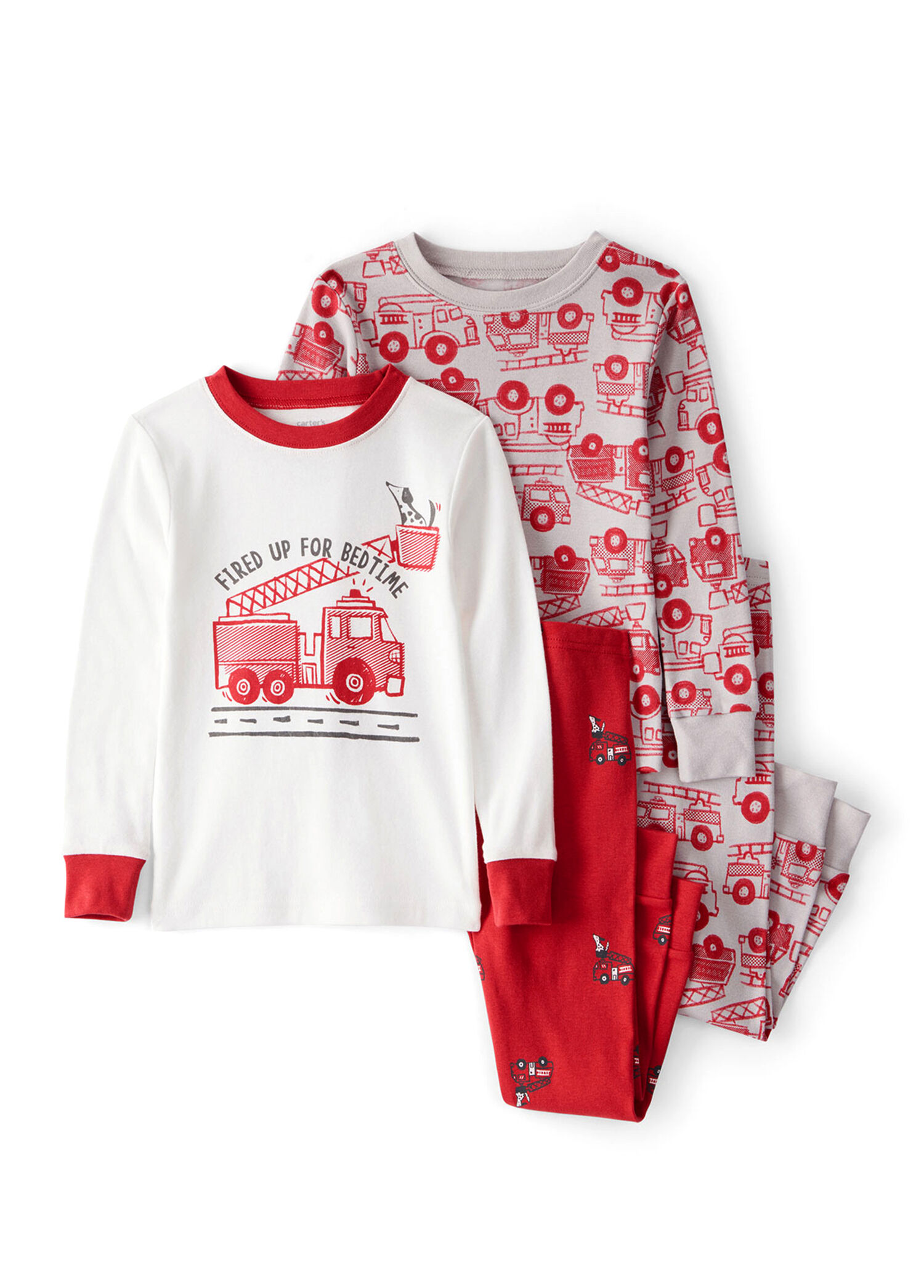 İtfaiye Desenli Kırmızı Erkek Bebek 4'lü Pijama Seti