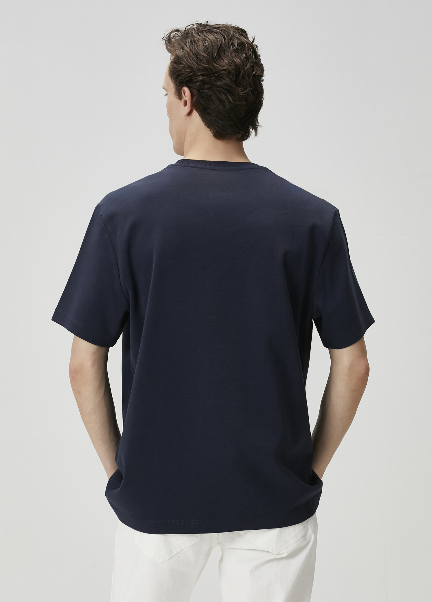 Relax Fit Lacivert Basic T-shirt_4