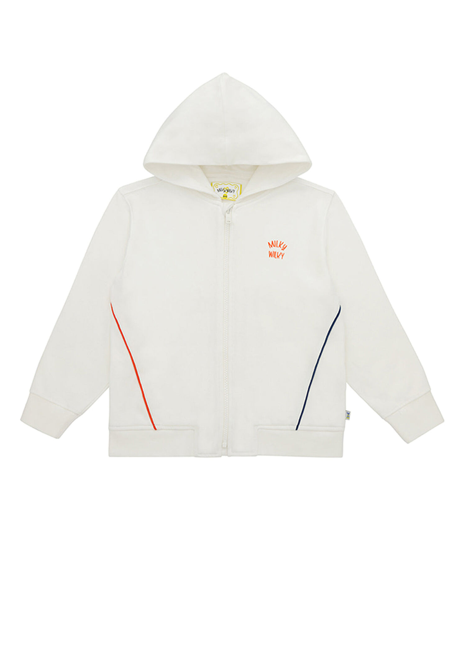 Beyaz Fermuarlı Kapüşonlu Erkek Çocuk Sweatshirt