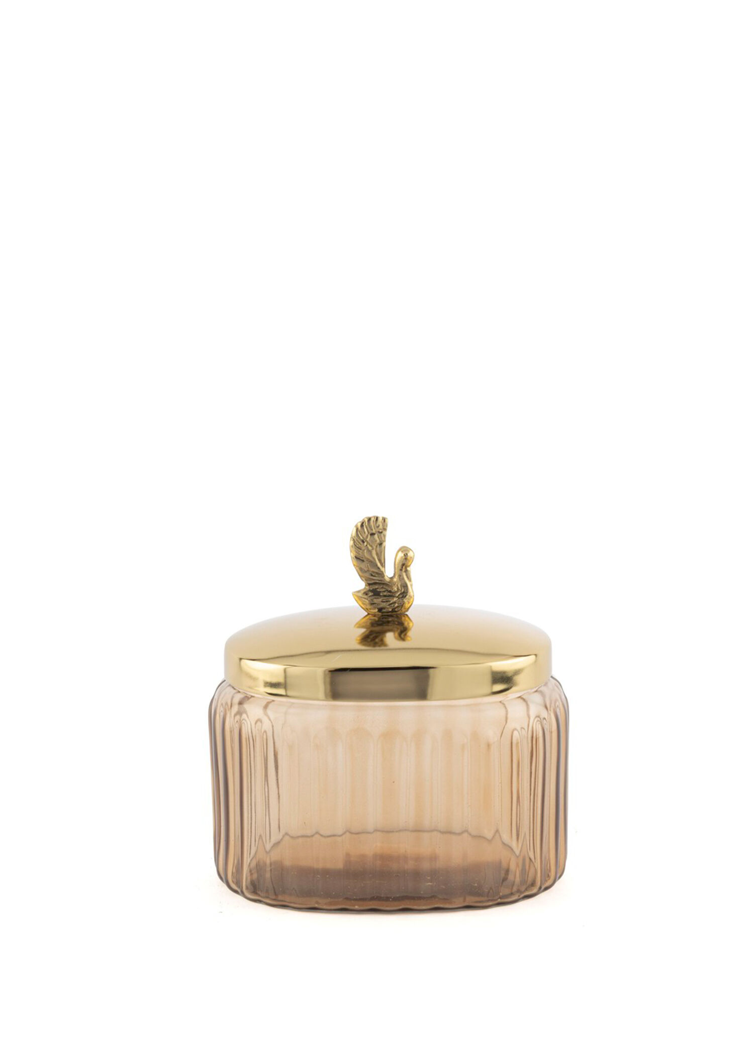 Gold Metal Kapaklı Cam Oval Kavanoz 16 cm