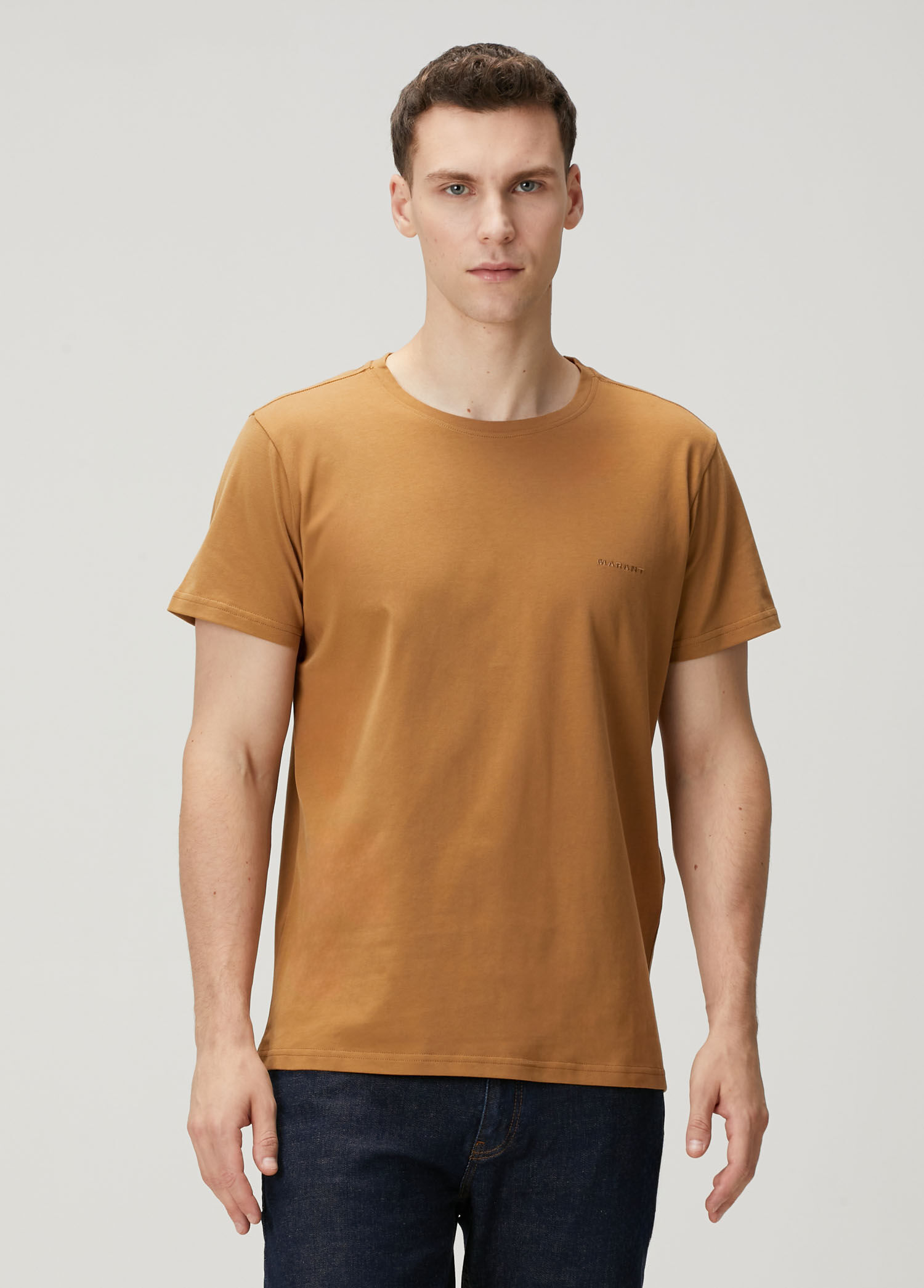 Kahverengi Logo Nakışlı T-shirt