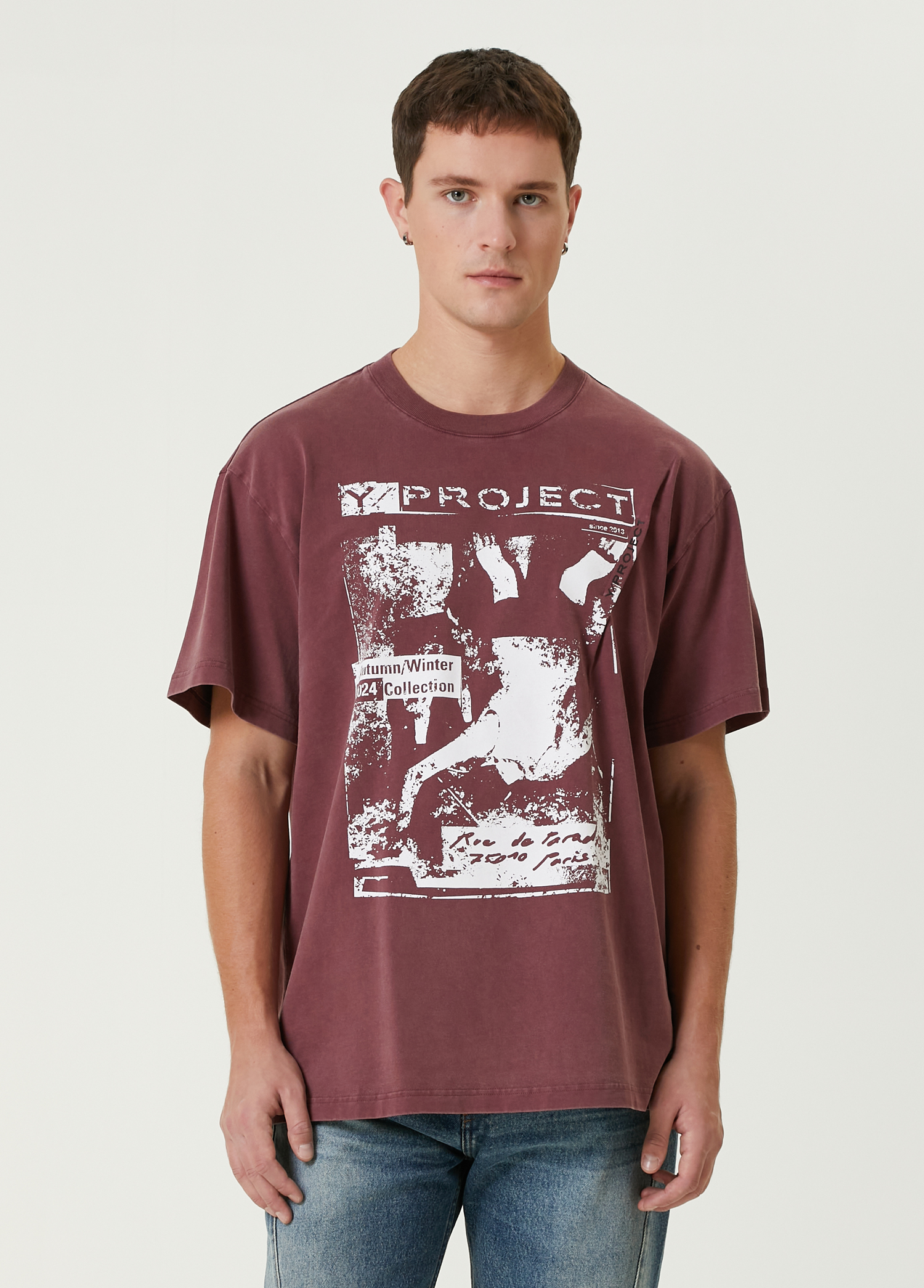 Bordo Logo Baskılı T-shirt