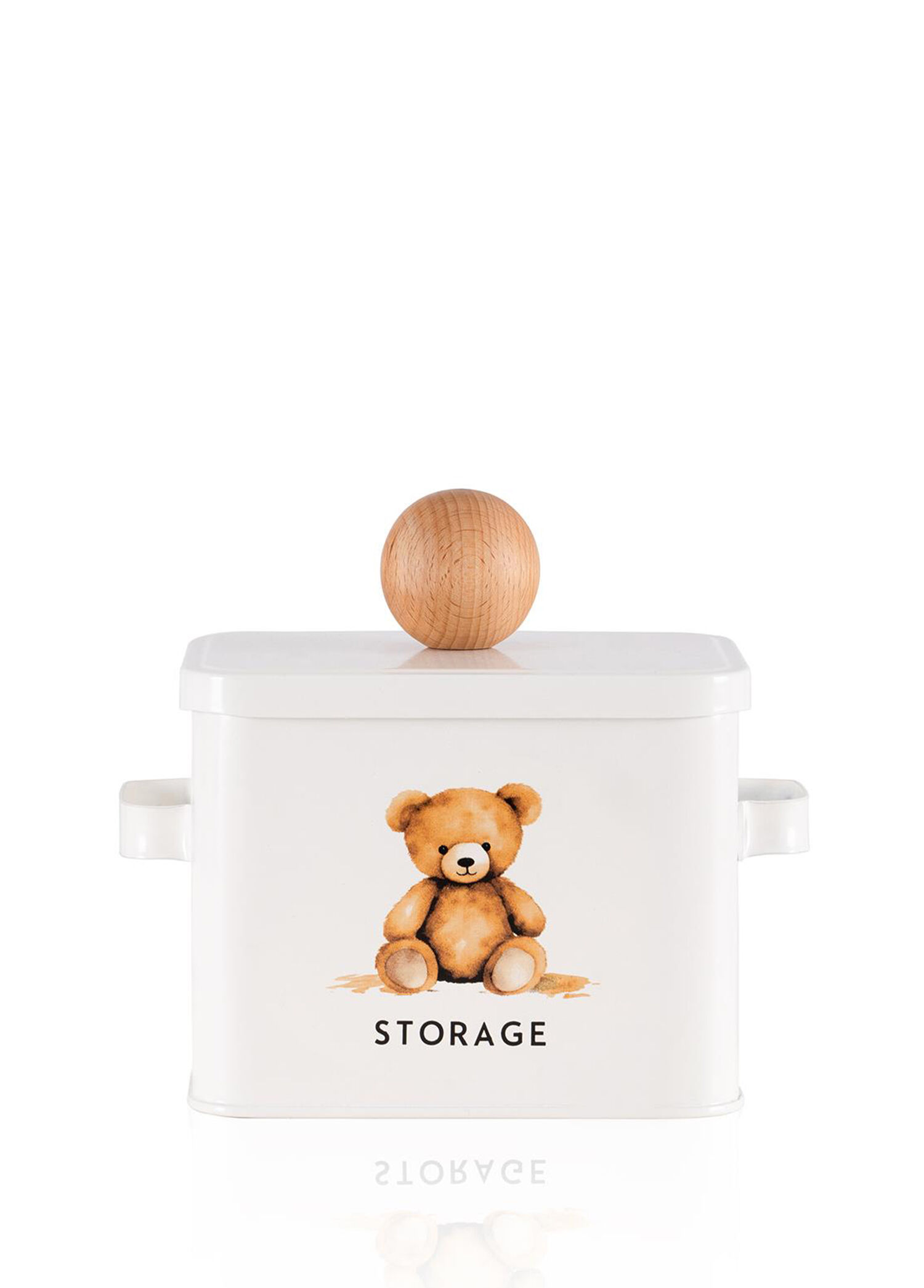 Storage Oyuncak Ayı Desenli Beyaz Metal Saklama Kabı