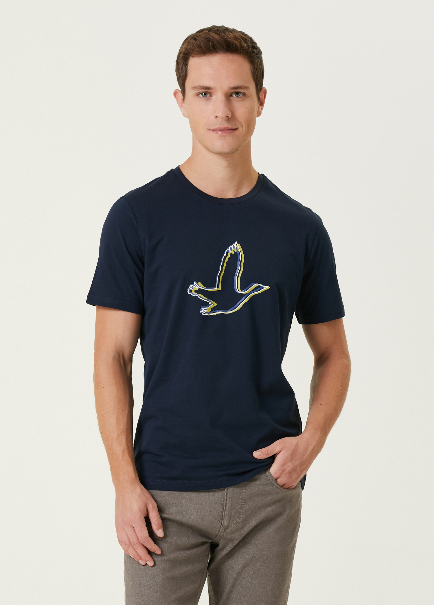 Lacivert Logo Baskılı T-shirt