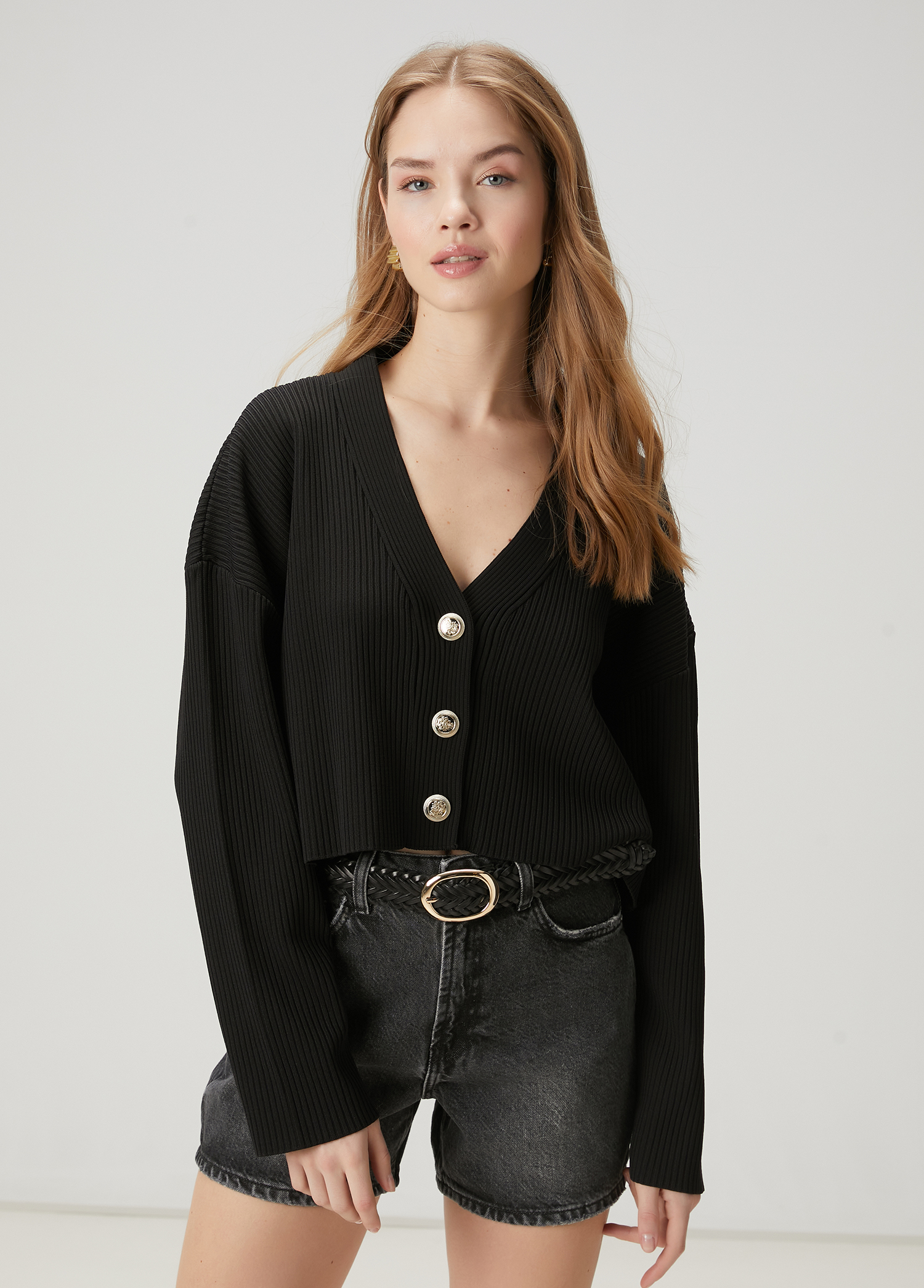 Black Crop Cardigan