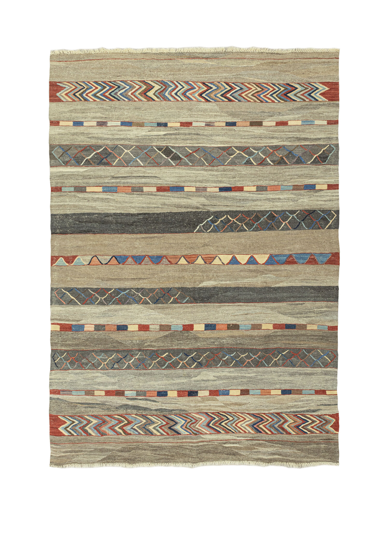 Almila Modern Tasarımlı Renkli Yünlü Kilim 175 x 236 cm