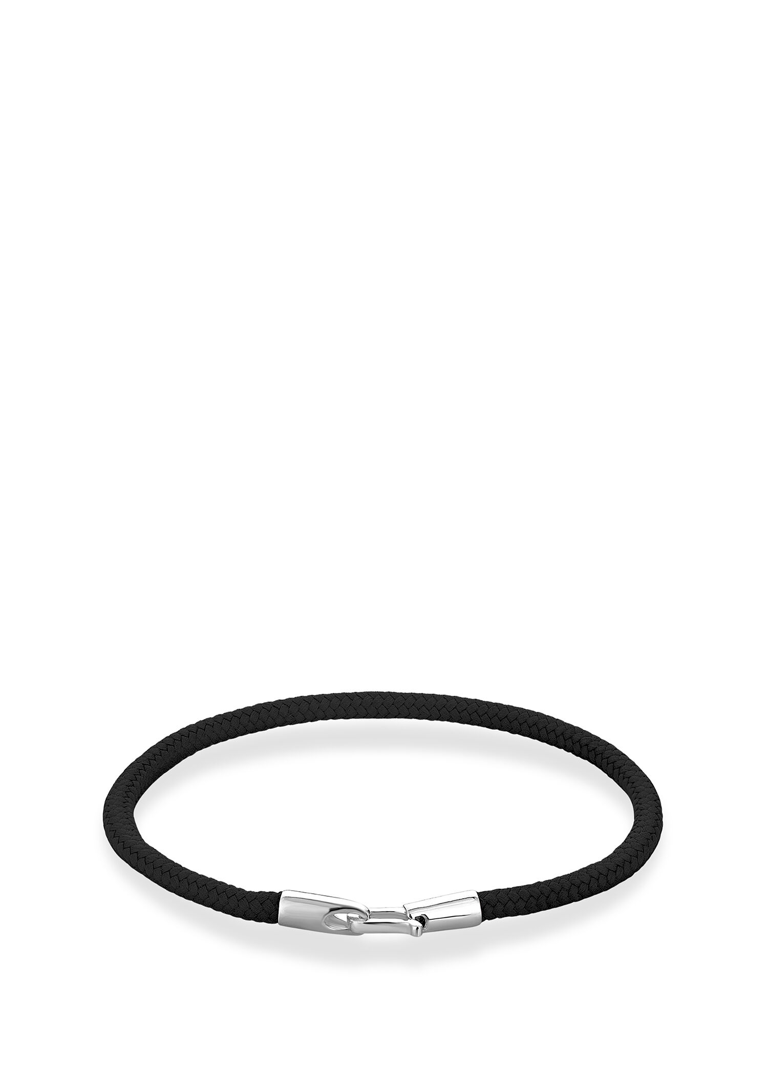 Locklink Siyah İp 925 Ayar Gümüş Unisex Bileklik