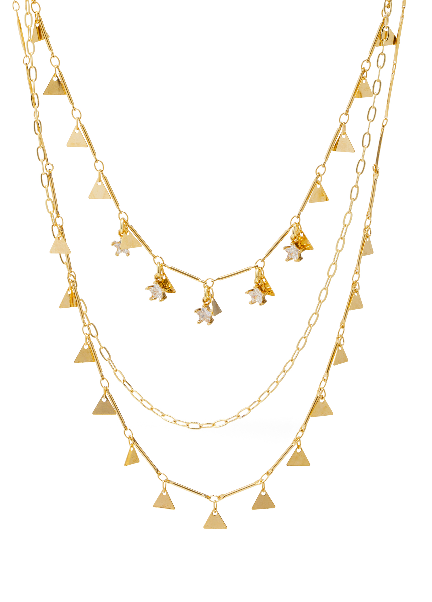 Gold Üçgen Plaklı Kadın Kolye