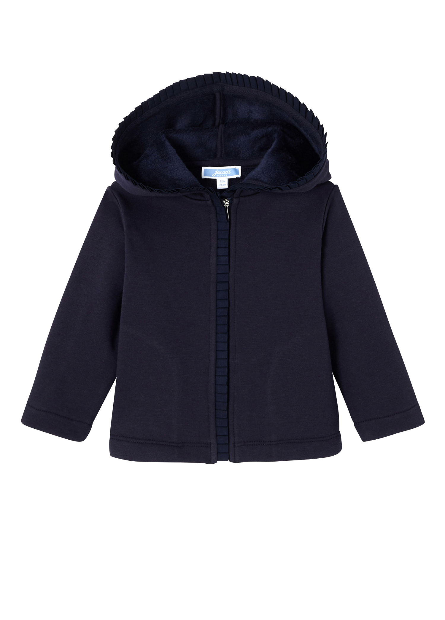 Lacivert Fermuarlı Kapüşonlu Kız Bebek Polar Sweatshirt