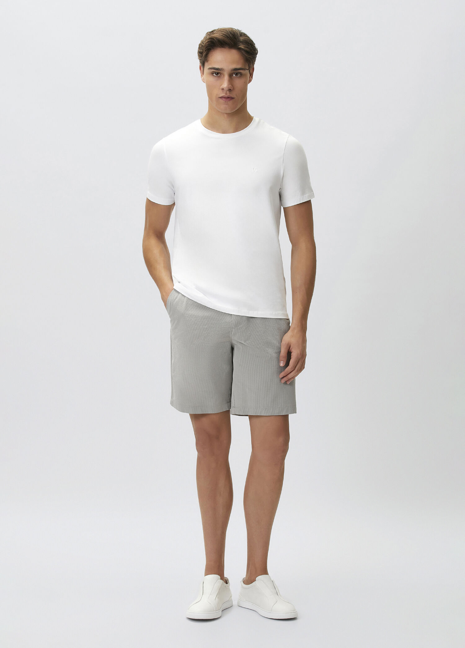 Grey Slim Fit Technical Fabric Double Leg Shorts