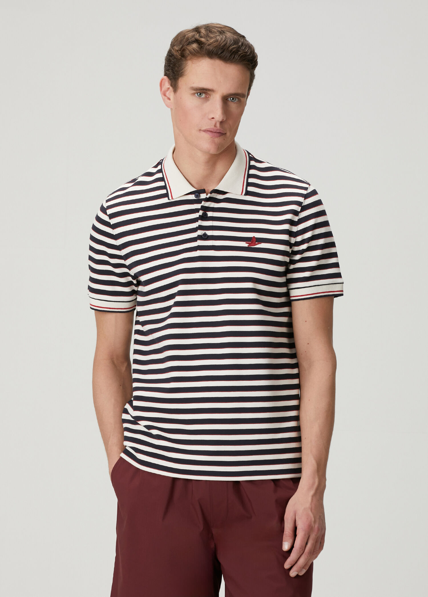 Lacivert Beyaz Comfort Fit Çizgili Polo T-shirt