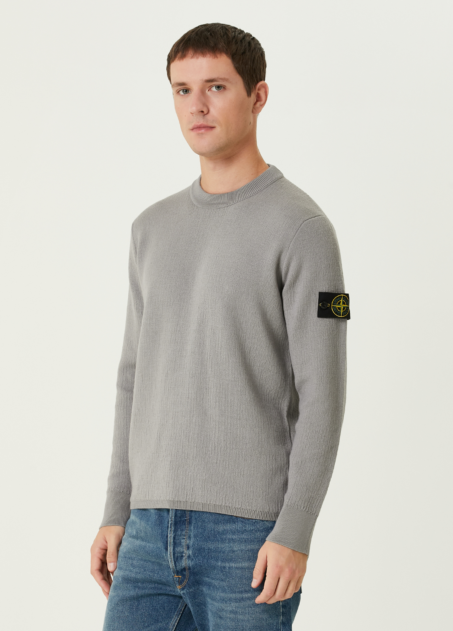 Grey Logo Patched Wool Knitwear