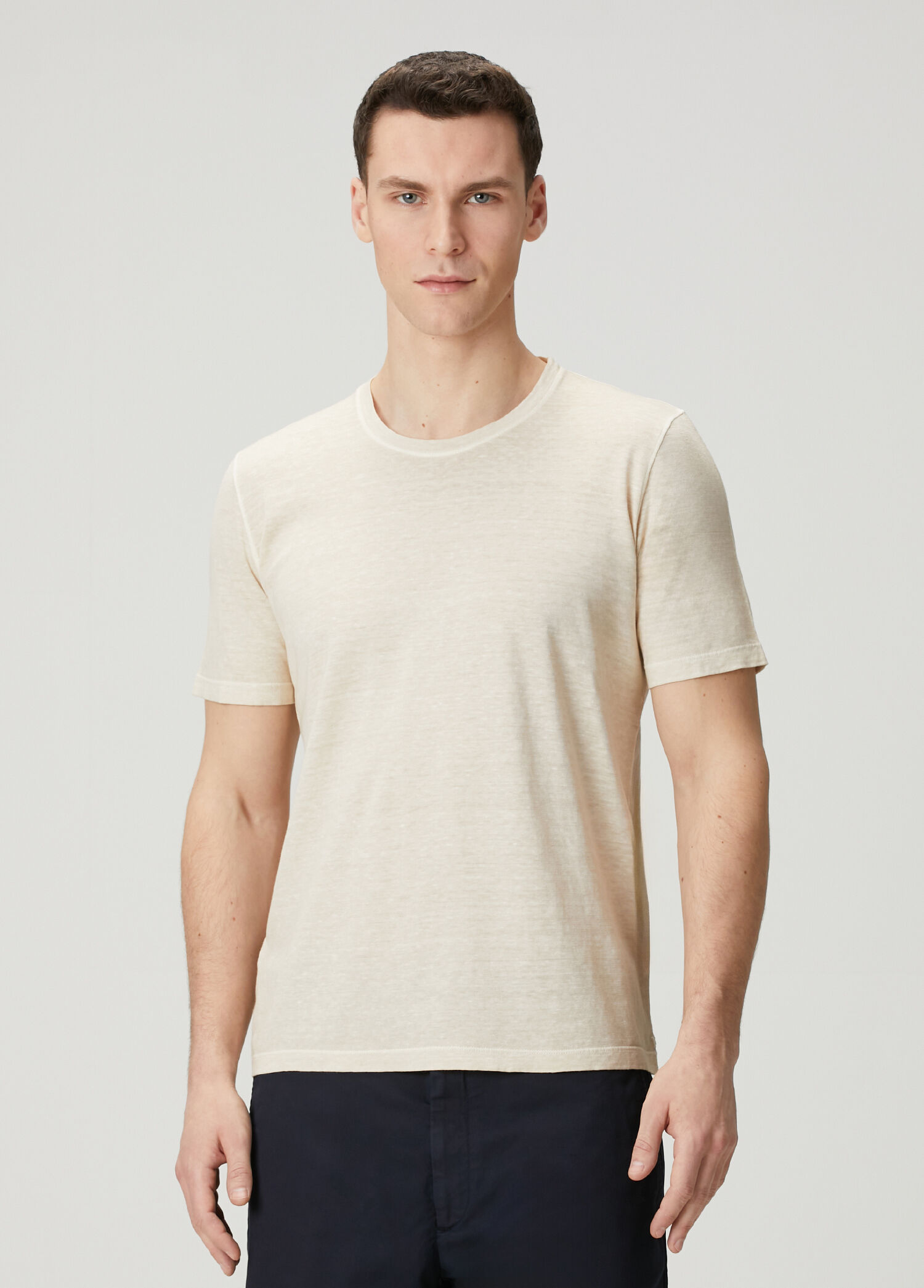 Ekru Keten T-shirt