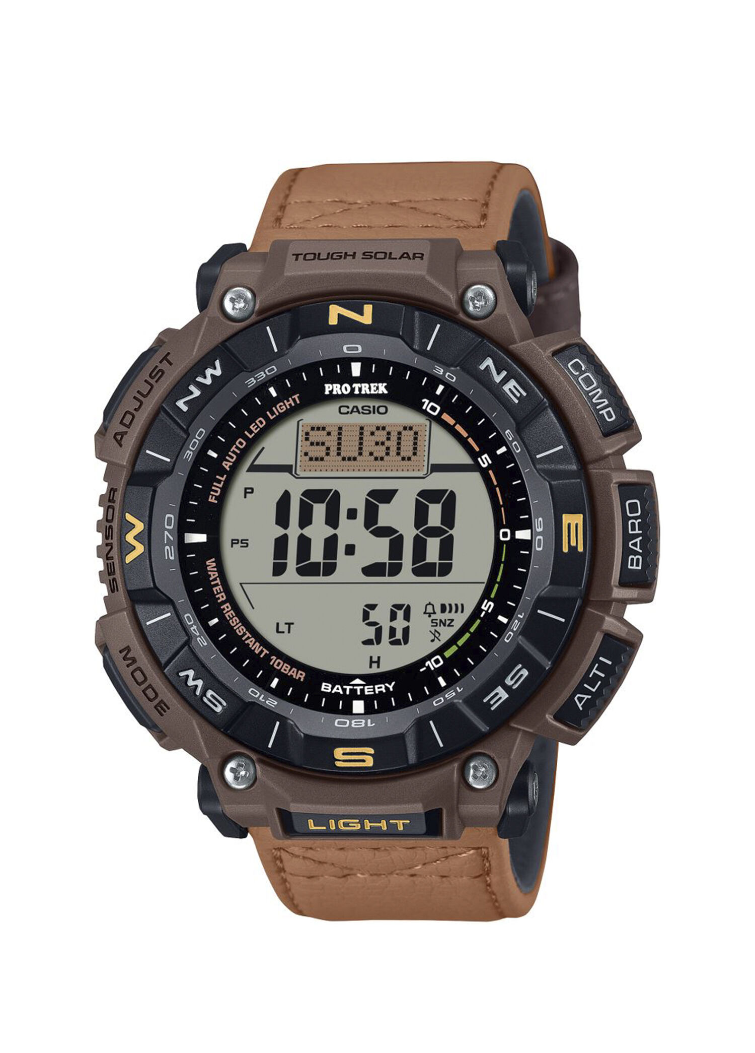 Pro-Trek PRG-340L-5DR Kahverengi Deri Erkek Kol Saati