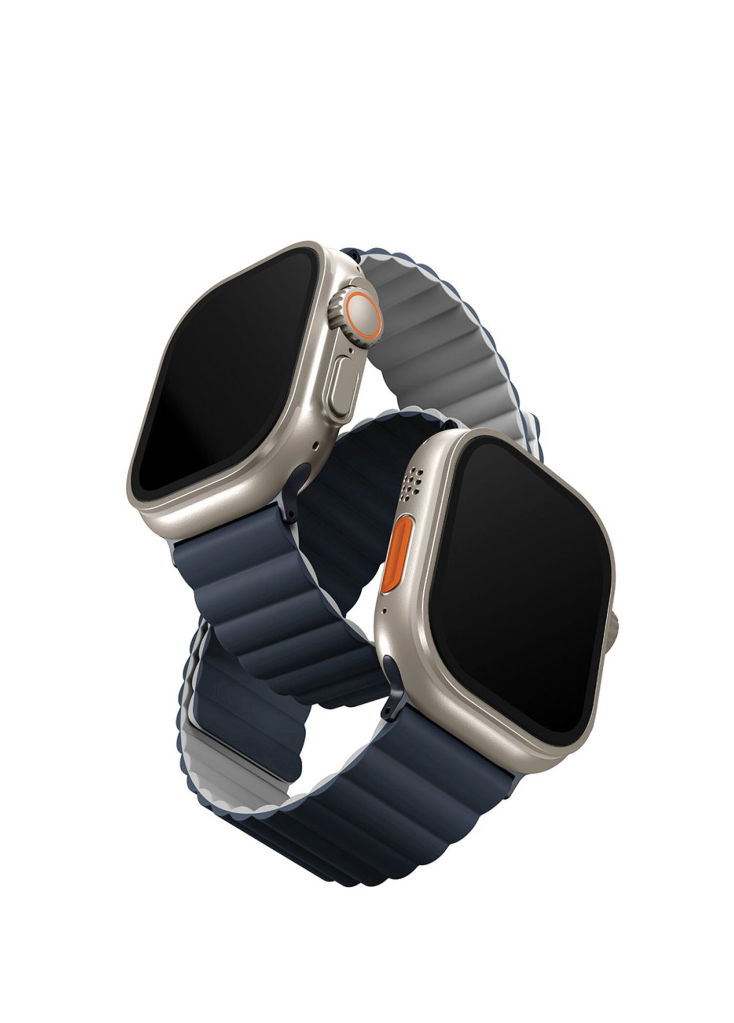 Revix Reversible Watch 44/45/46/49 mm Lacivert Gri Deri Manyetik Akıllı Saat Kordon