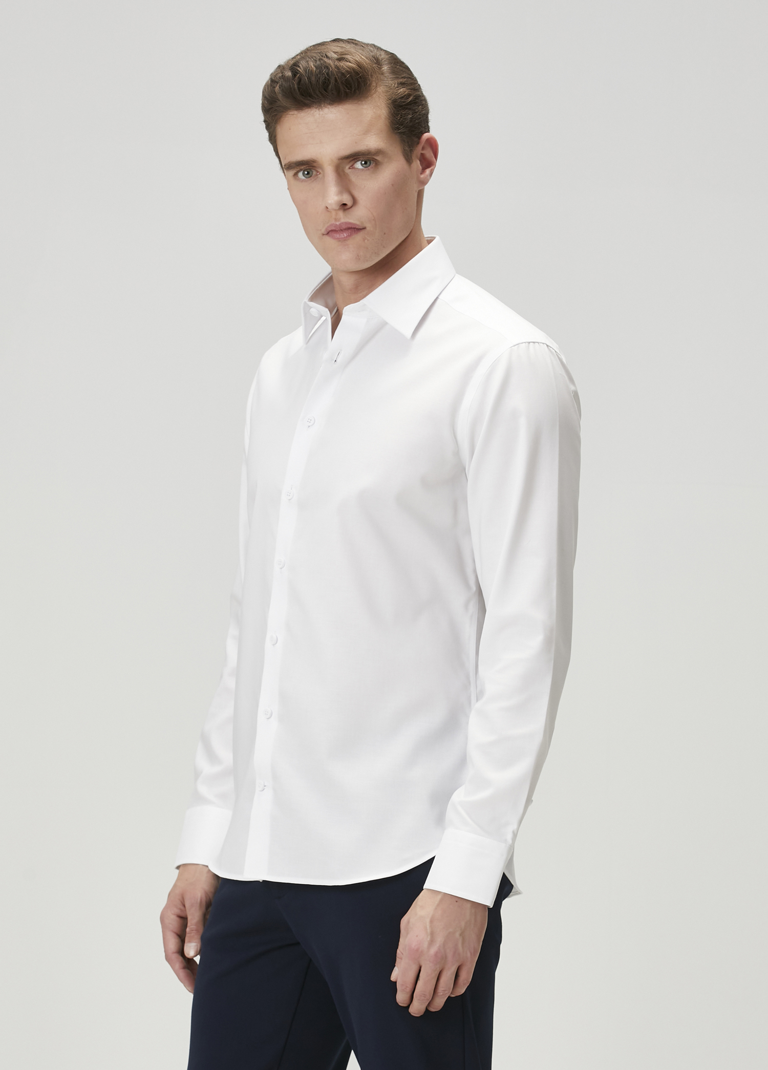 Slim Fit Beyaz Non-iron Oxford Gömlek_3