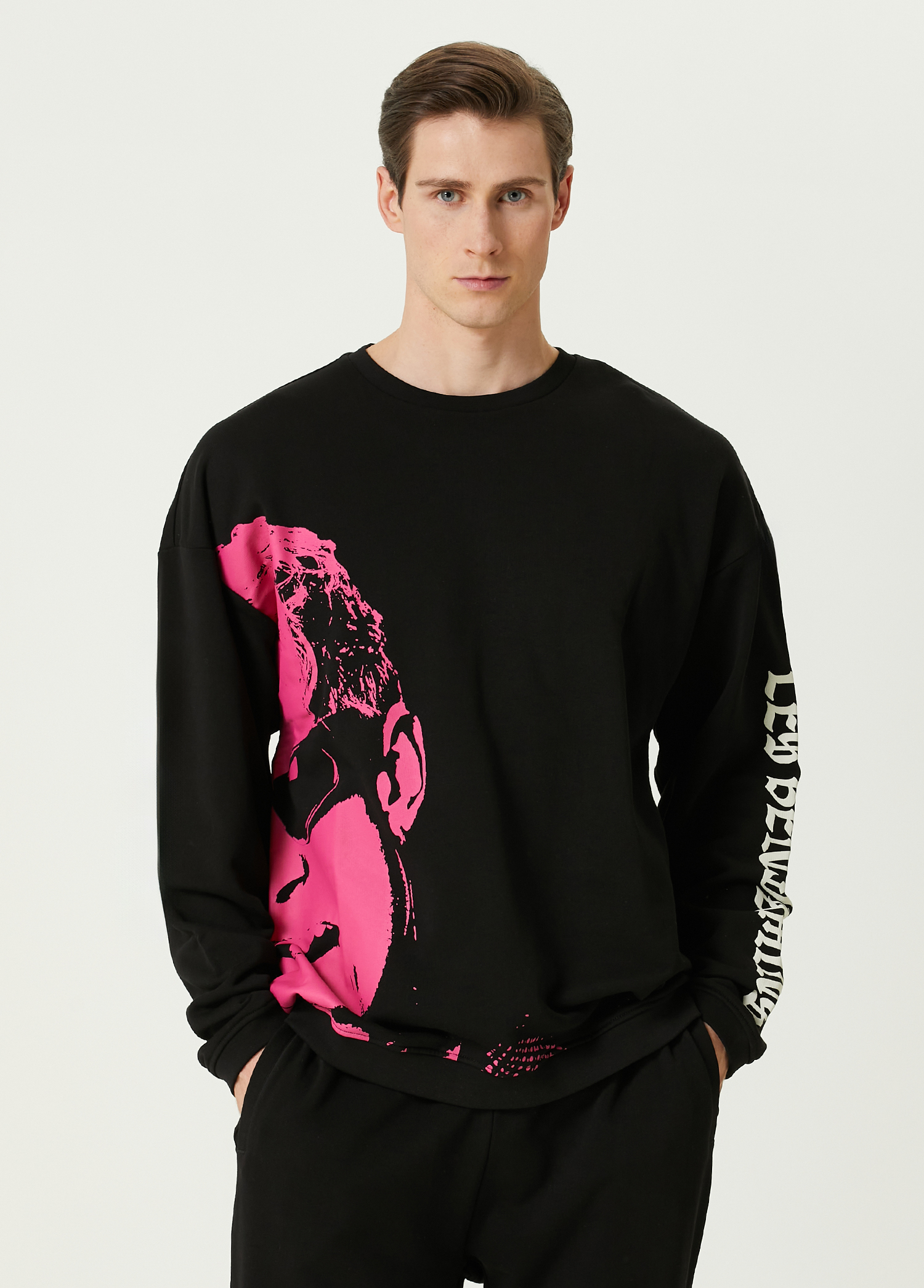 Siyah Baskılı Sweatshirt