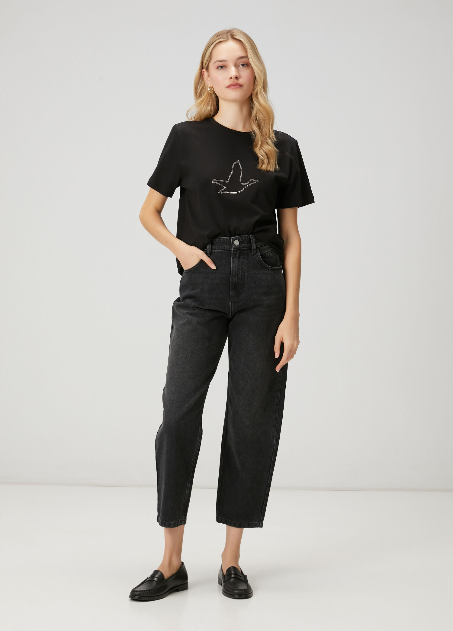 Beymen Club Siyah Kadın Siyah Zincir Logolu T-shirt 1882055 | Beymen