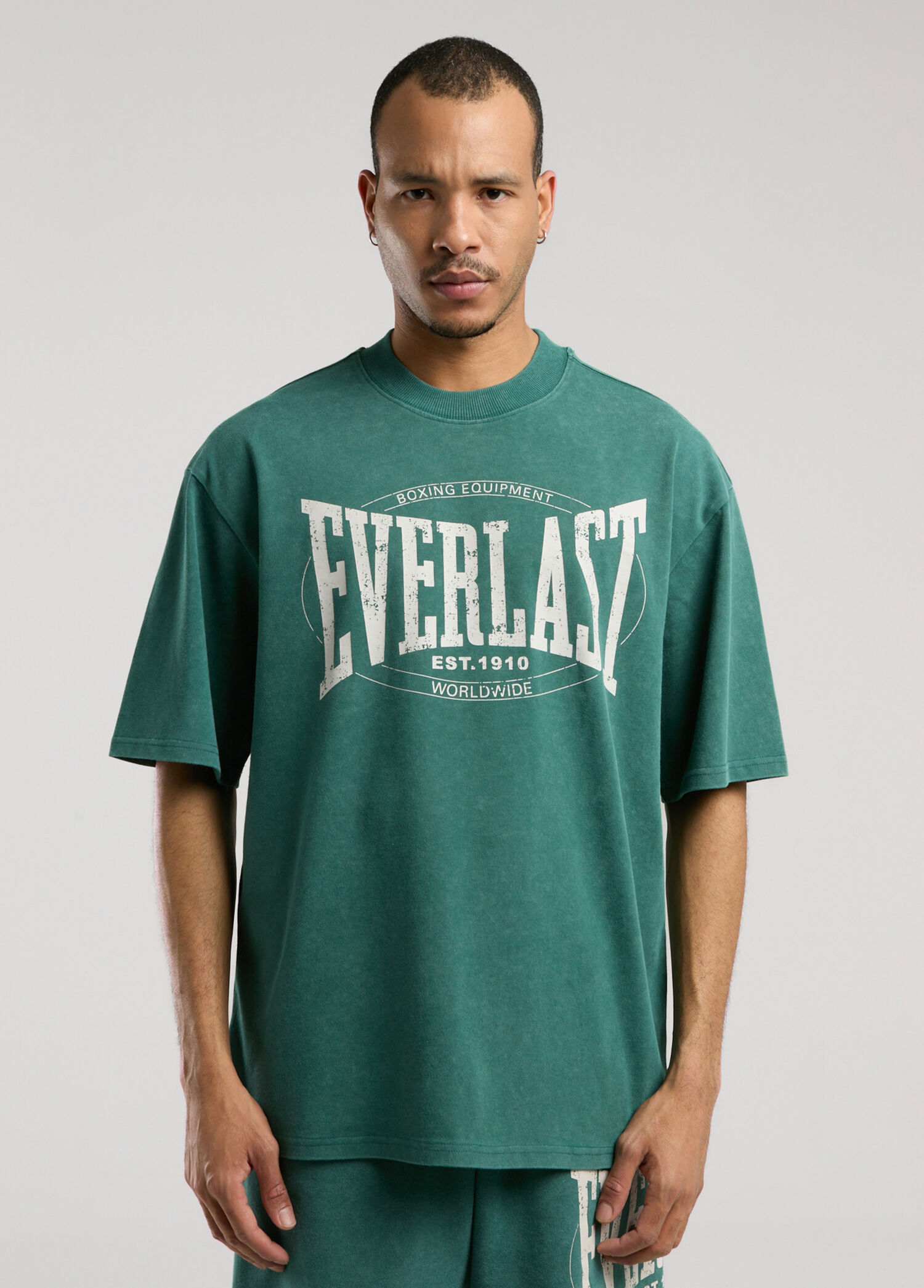 Authentic Boxing Koyu Yeşil Oversize Kısa Kollu Erkek Spor T-shirt