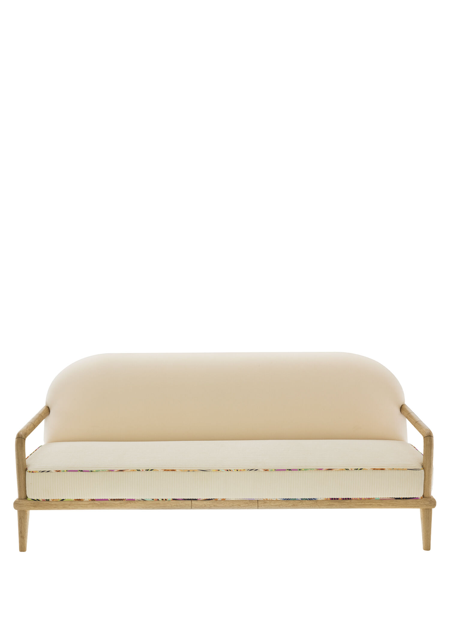Sofa Corduroy Bej Masif Ahşap Üçlü Kanepe
