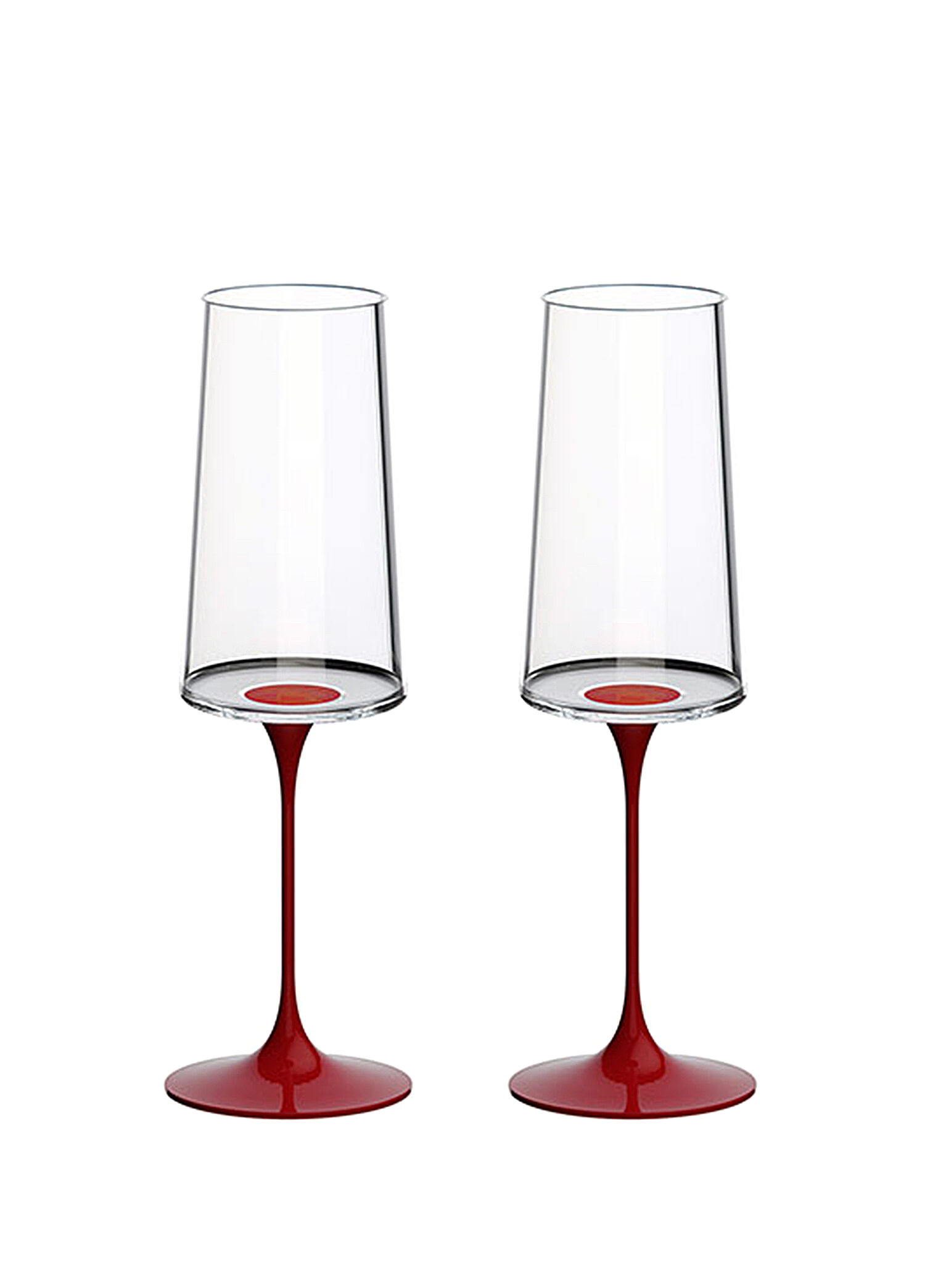 Split Glass Kırmızı Cam 2'li Flüt Kadeh Seti