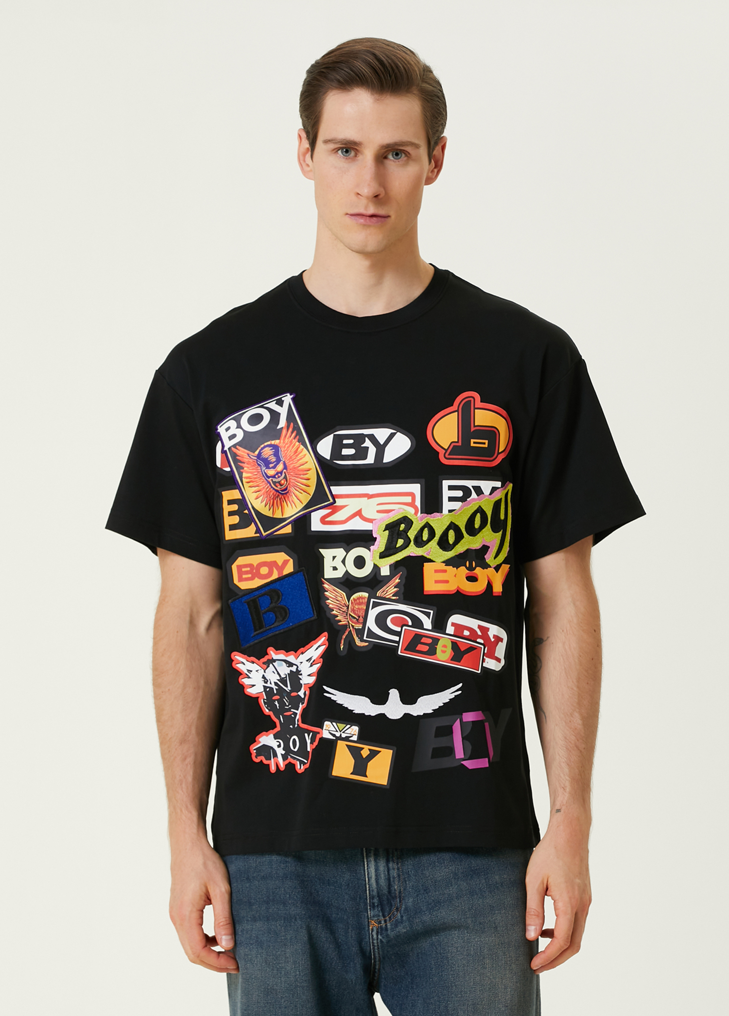 Moto Sticker Bomb Siyah T-shirt