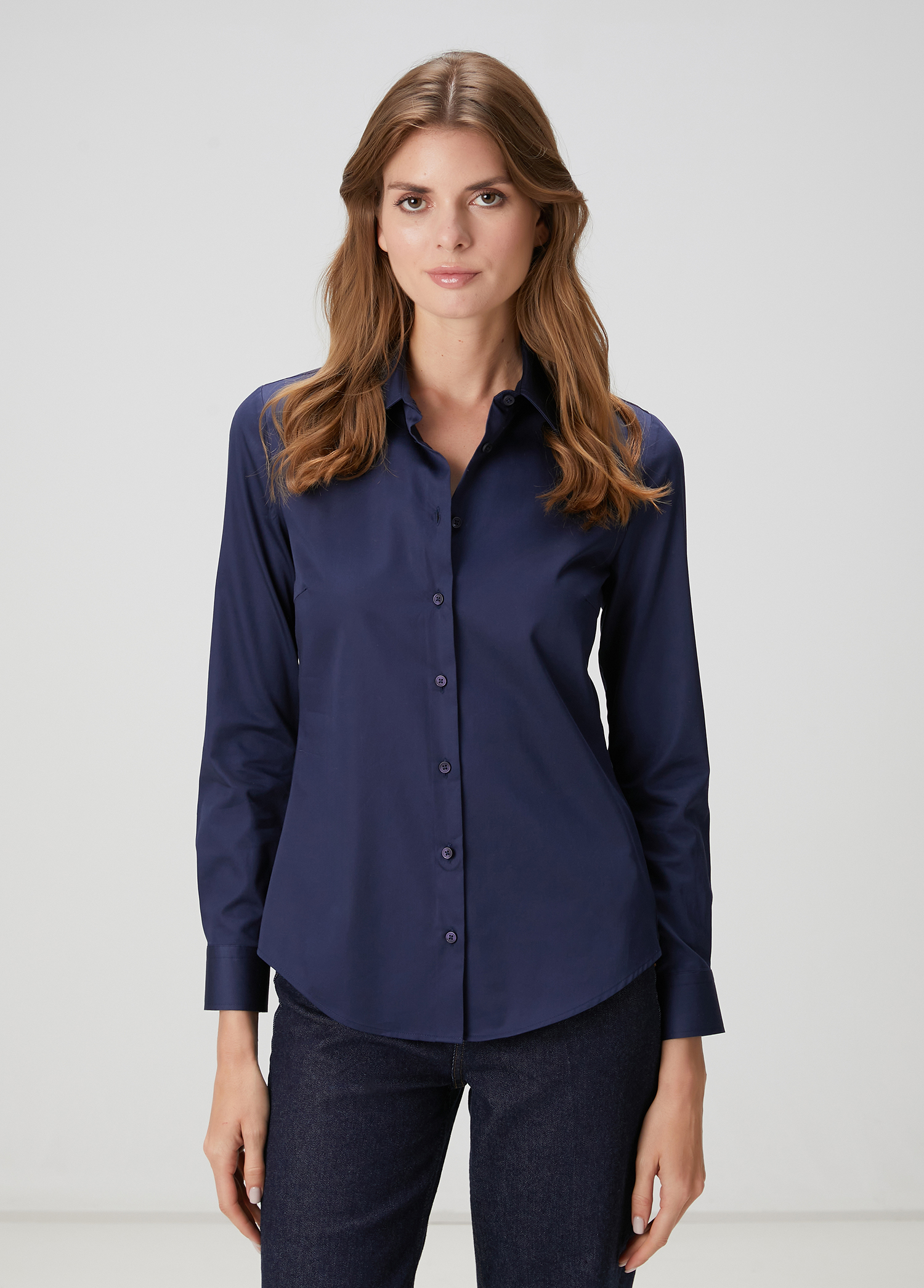 Slim Fit Non Iron Klasik Lacivert Gömlek_3