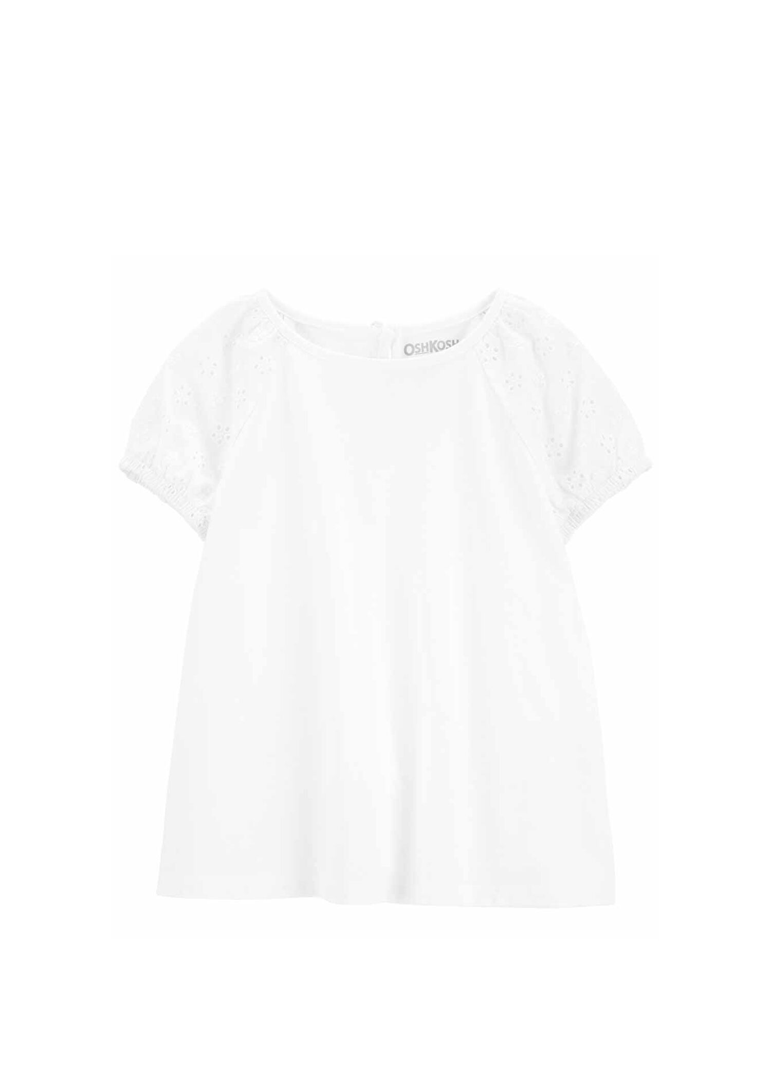 Fisko Detaylı Beyaz Küçük Kız Çocuk T-shirt