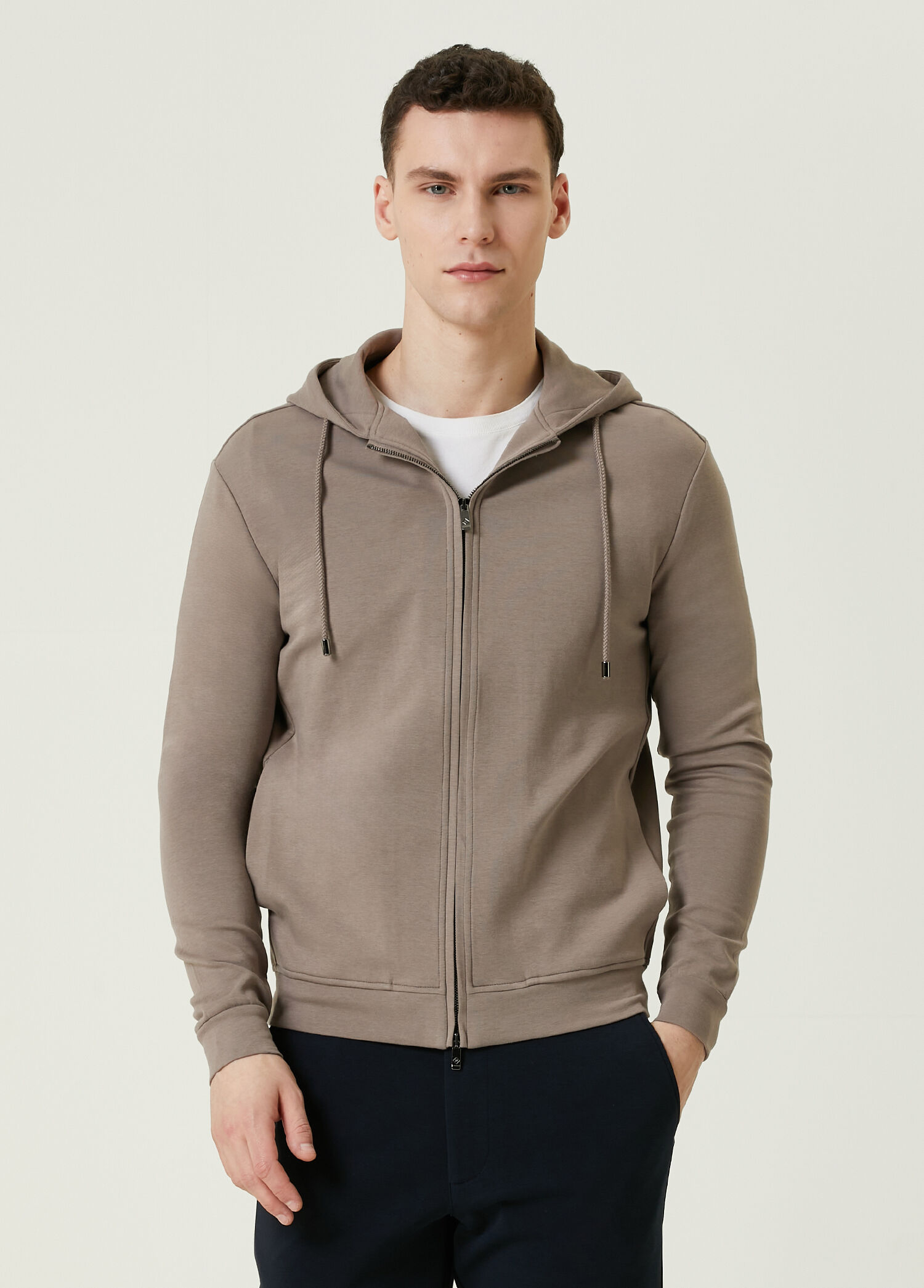 Açık Kahverengi Kapüşonlu Sweatshirt