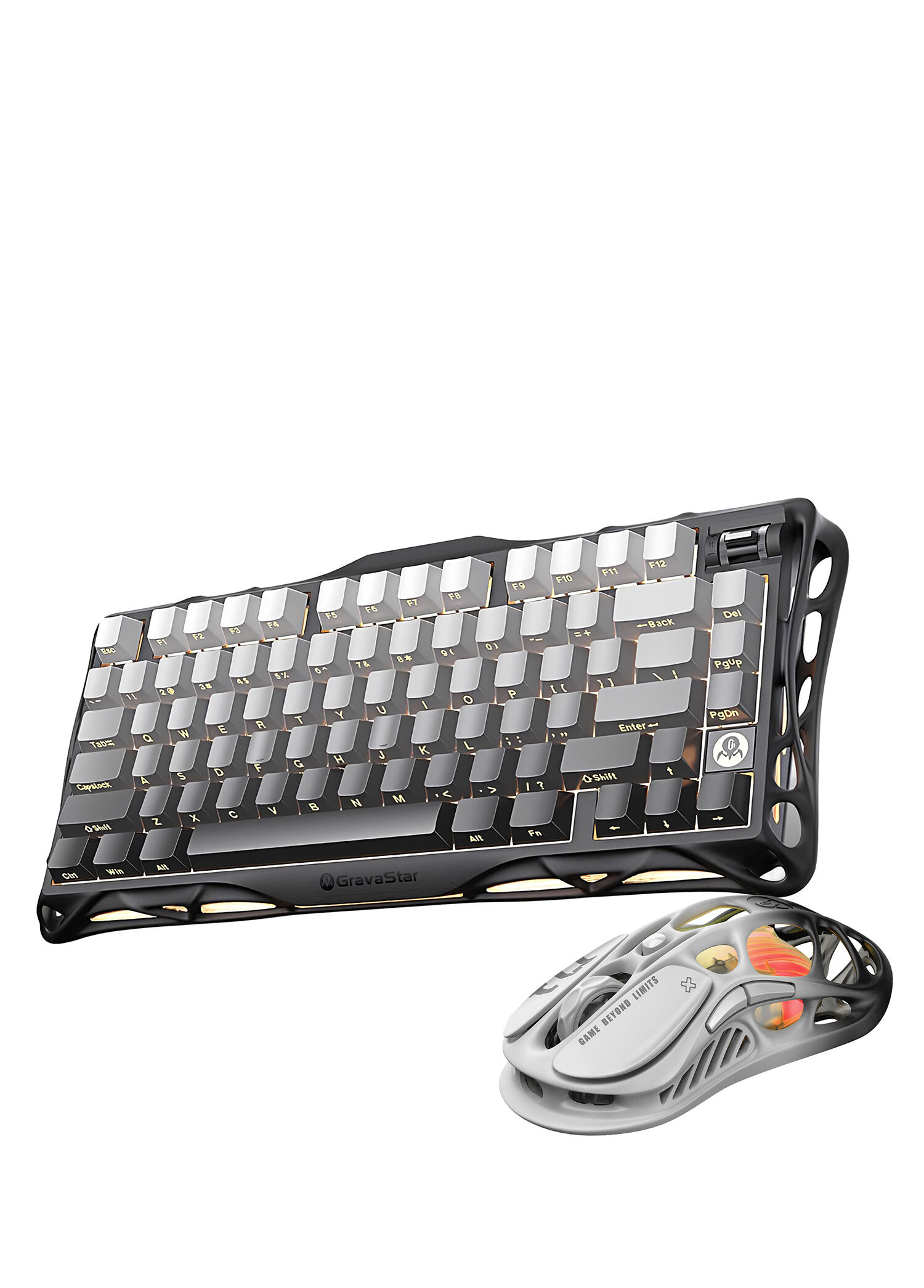 GravaStar Mercury Siyah K1+M1 Pro Kablosuz Rgb Işıklı Mekanik Q Gaming Klavye ve Optik Mouse Seti