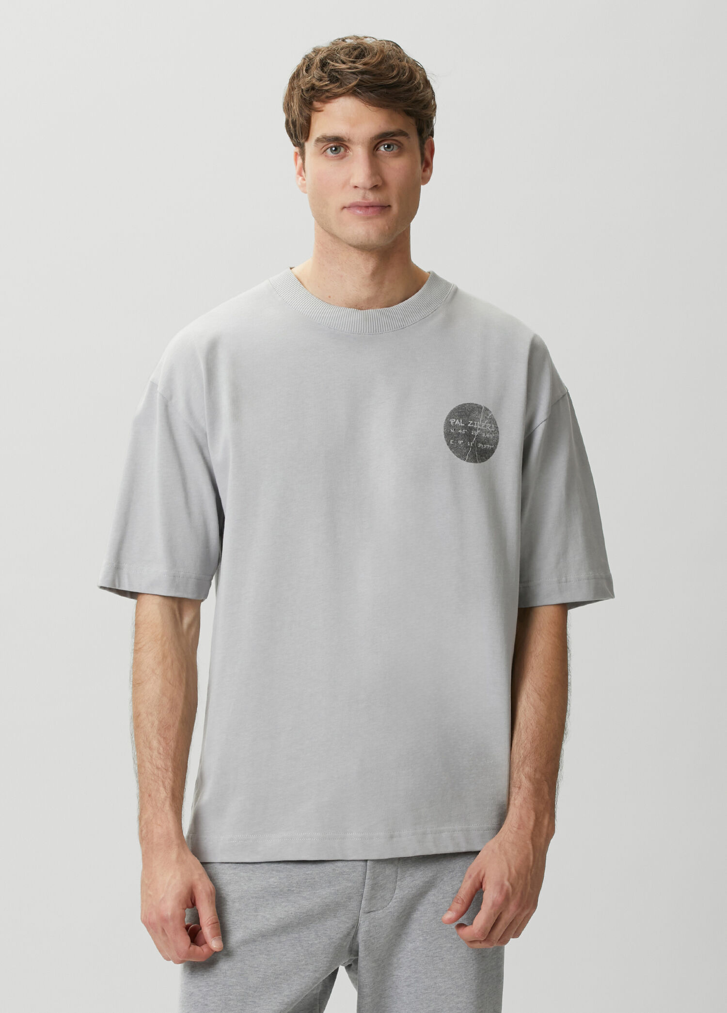 Açık Gri Logo Baskılı T-shirt
